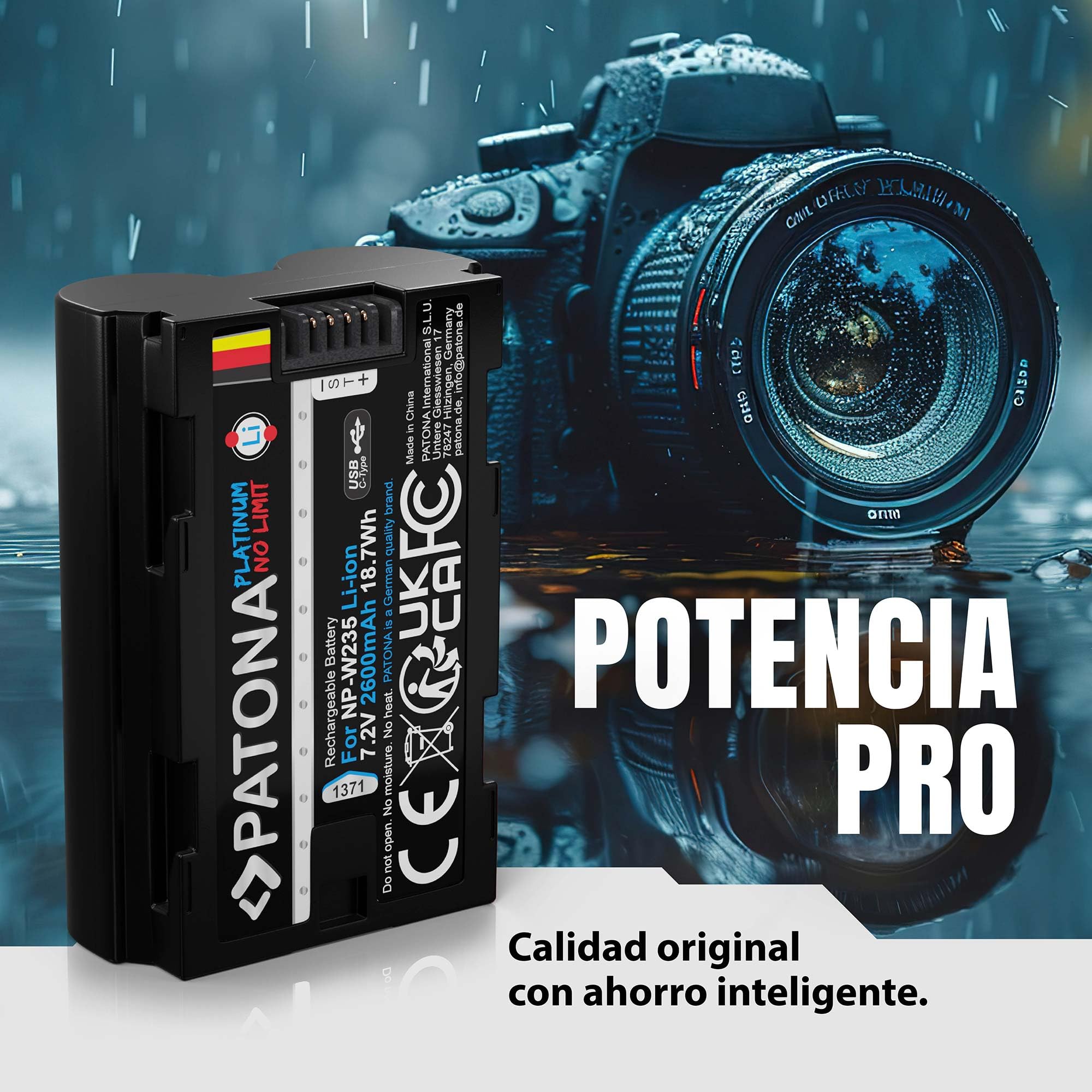 PATONA Platinum NP-W235 Batería 2600mAh USB-C Input Compatible con Fuji Fujifilm GFX-50s II GFX-100S GFX100 II X-H2 X-H2S X-S20 X-T4 X-T5 GFX 50 100 100S GFX50 XH2 XH2S XS20 XT4 XT5 NPW235 NP W235