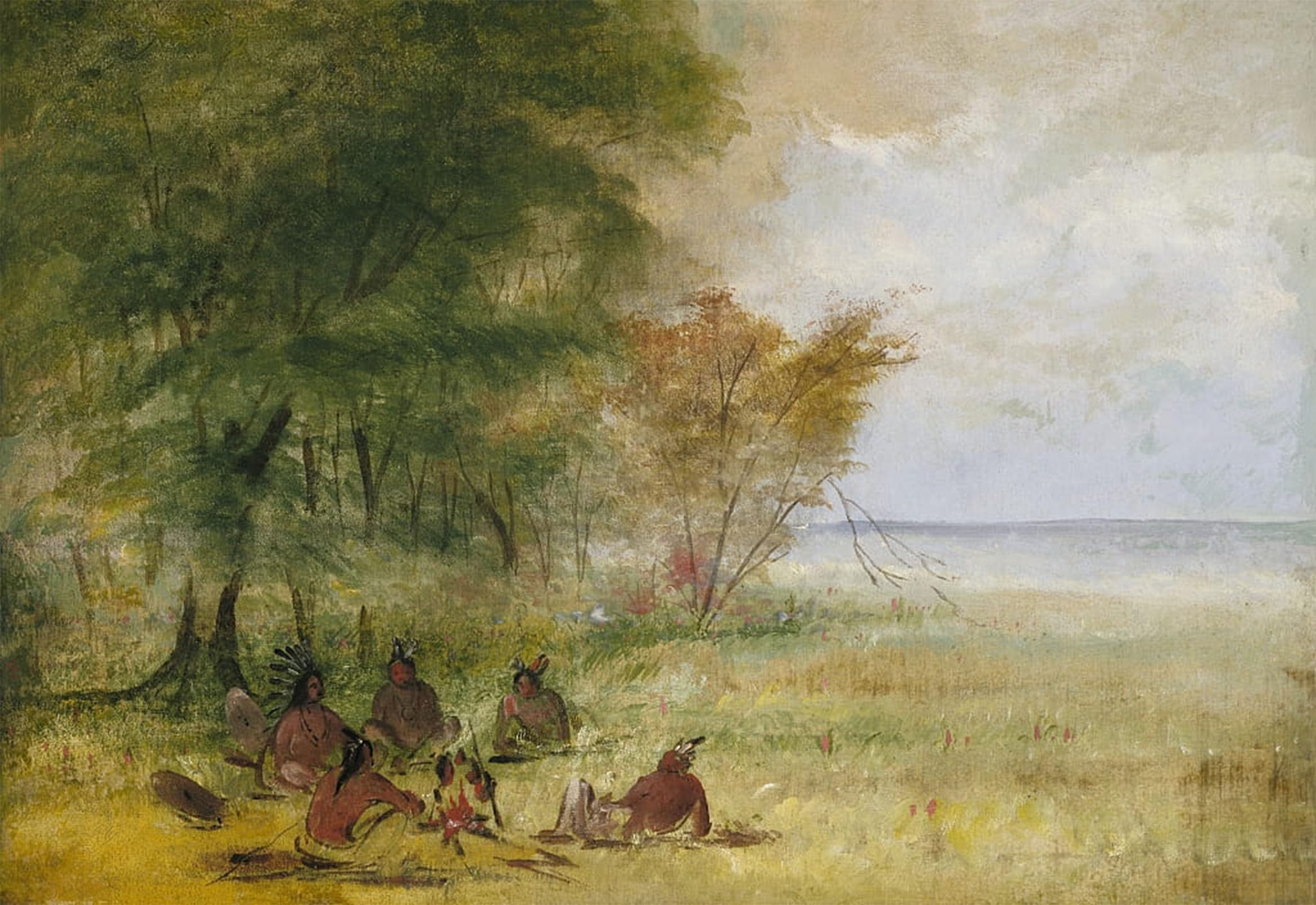 POSTERIIk Famous Animal Posters Vintage Picture Sioux Indian Council Chiefs in Profound Deliberation by George Catlin Modern Wall Decor for Home Decor 60x90cm