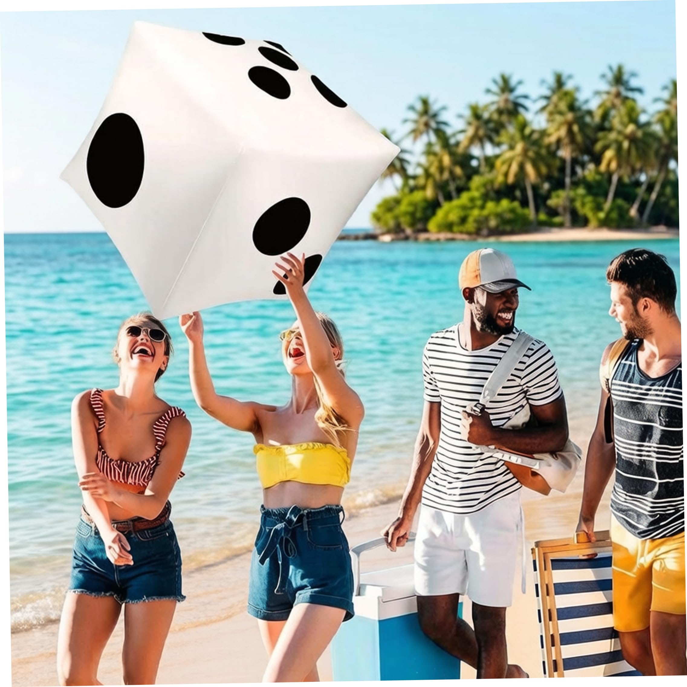 Dadi Gonfiabili Giganti da 40 Pollici, Dadi Jumbo da Giardino a Prova di Perdite in PVC per Gioco da Tavolo per Feste in Piscina per Prato all'aperto per Interni, Bianco
