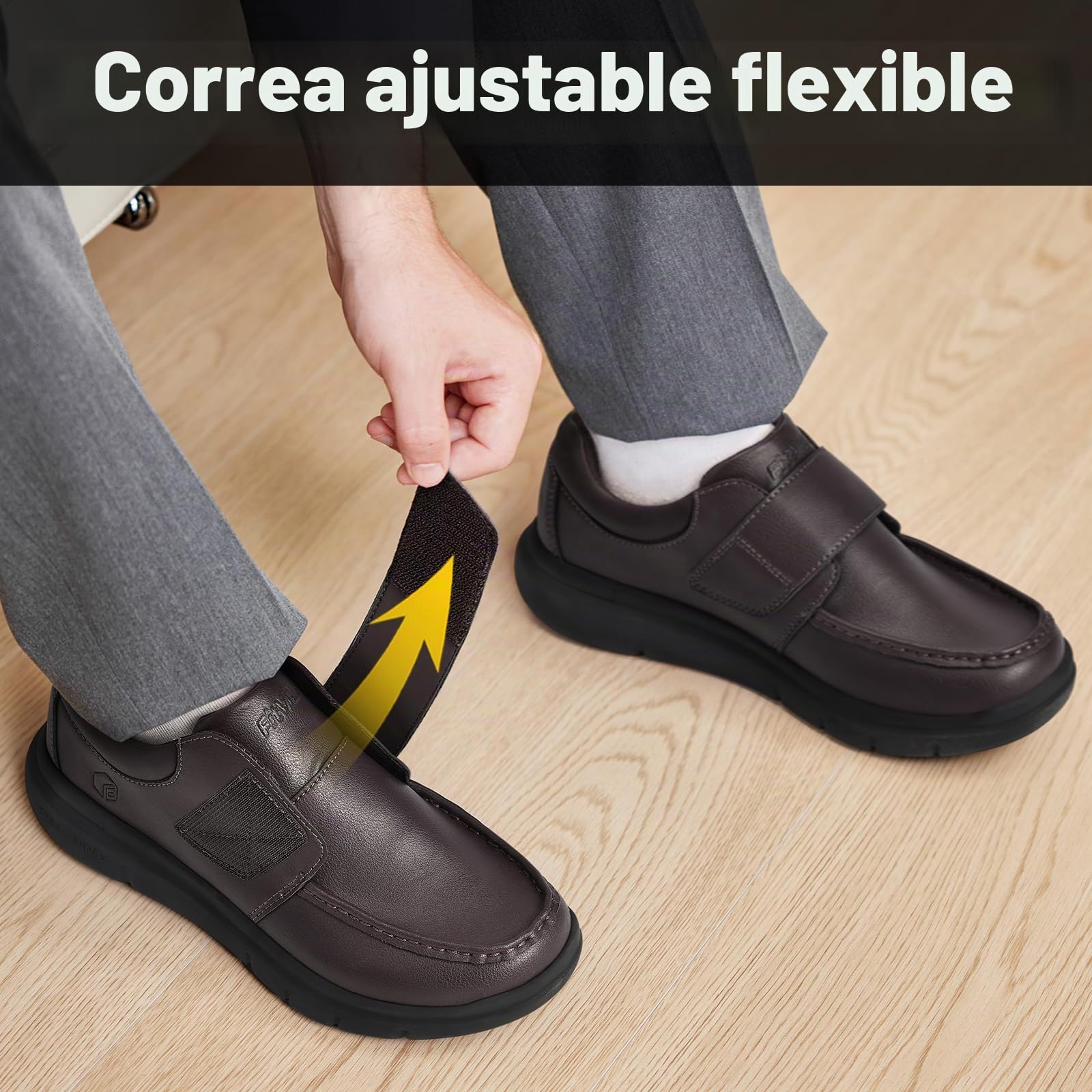 FitVille Zapatos Diabéticos Hombre Extra Anchos Mocasines Piel Comodos Casual Zapatillas Cuero Hombre para Pies Hinchados Trabajo