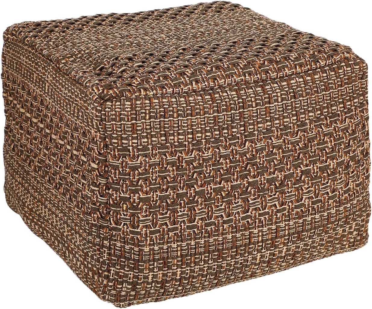 VOSAREA Pouf Ottoman Square Pouf Cover, Khaki, Cotton, Linen