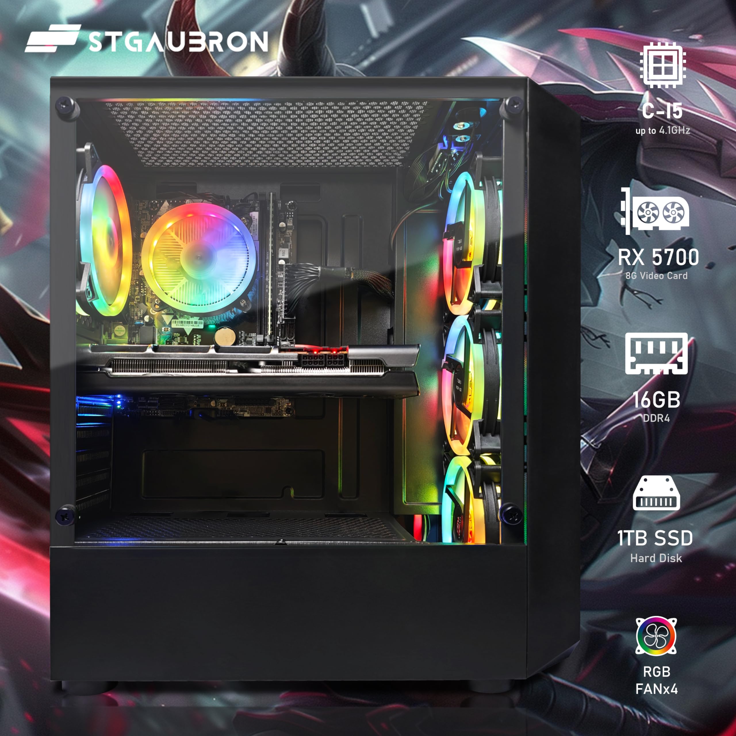 Amazon.com: STGAubron Gaming Desktop PC, Radeon RX 5700 8G GDDR6 