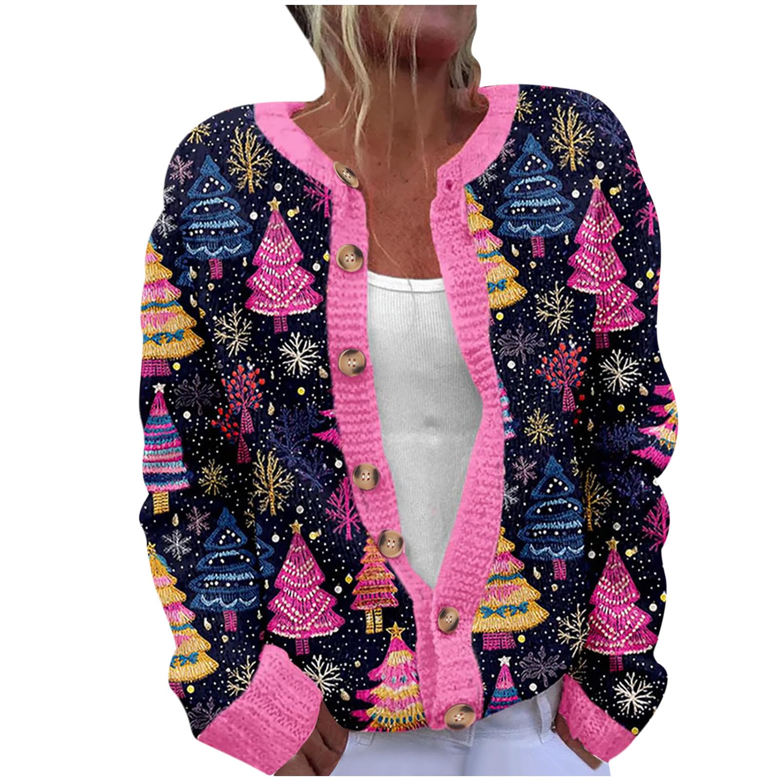 Christmas Sweaters for Women 3D Graphic Cardigan Plus Size Knit Sweater Outfits Fall Winter Sweater Jacket