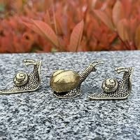 Vista 3 de 3Pcs Brass Snail Statue Decor, Retro Mini Copper Snail Statue Home Decoration for Living Room and Desk, Outdoor Pond Garden Lawn Decor