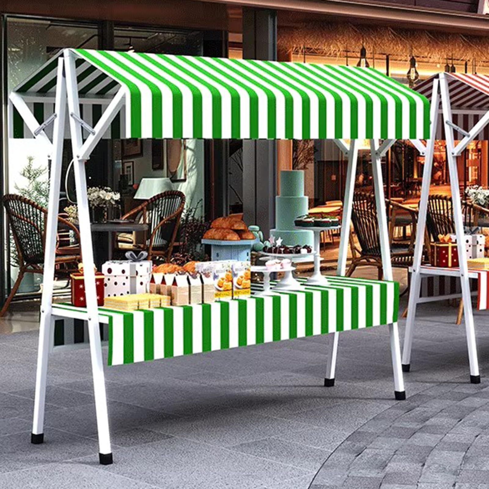 Chariot de nourriture pliable bleu et comptoir de vente amovible pour promotion d'entreprise