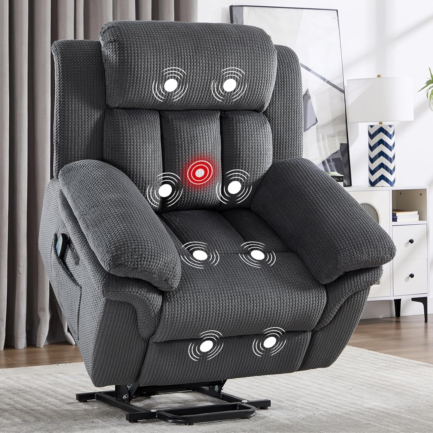 Leather Electric Recliners Power Lift Recliner Chairs with Footrest, Infinite Position USB & Type C Ports for Elderly, with Heat and Massage Lift Chair Brown Dual Motor with Cupholder