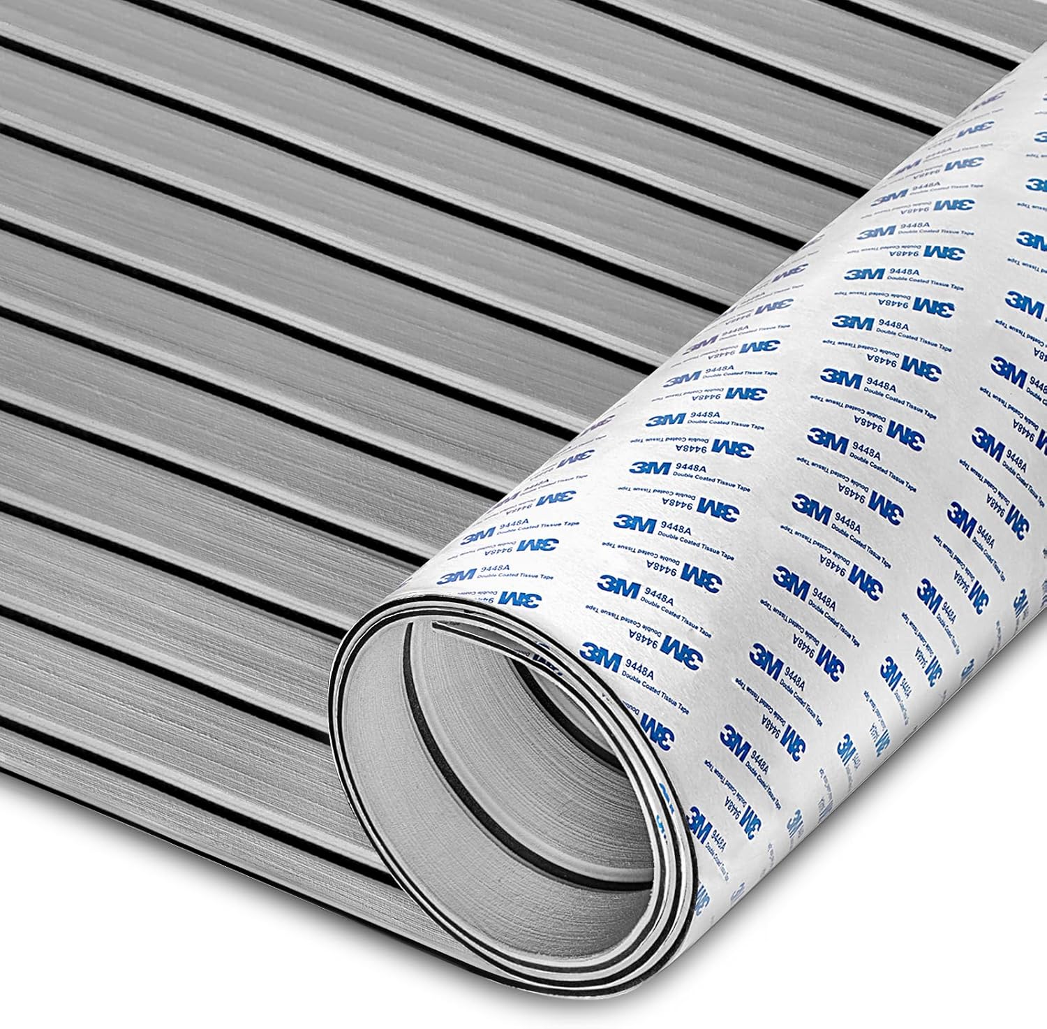 HXBYX EVA Foam Boat Flooring with 3M Self-Adhesive Backing DIY Boats Decking Marine Sheet Faux Teak Material,Non-Slip Cooler Pads for Kayak Yacht SwimPool RV 95"x44"/31"/16"/6.7"/2.4",47.5"x16" 95"×31"-20sqft Gray with Black Seam Lines