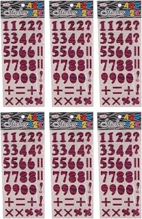 ستيكر لاصق من الفوم لتعليم الأرقام الانجليزية موديل 3A-2440-10-Fuchsia & Black24 للأطفال من ثري ايه - لون فوشيا وأسود، عبوة من 6 قطع للأطفال