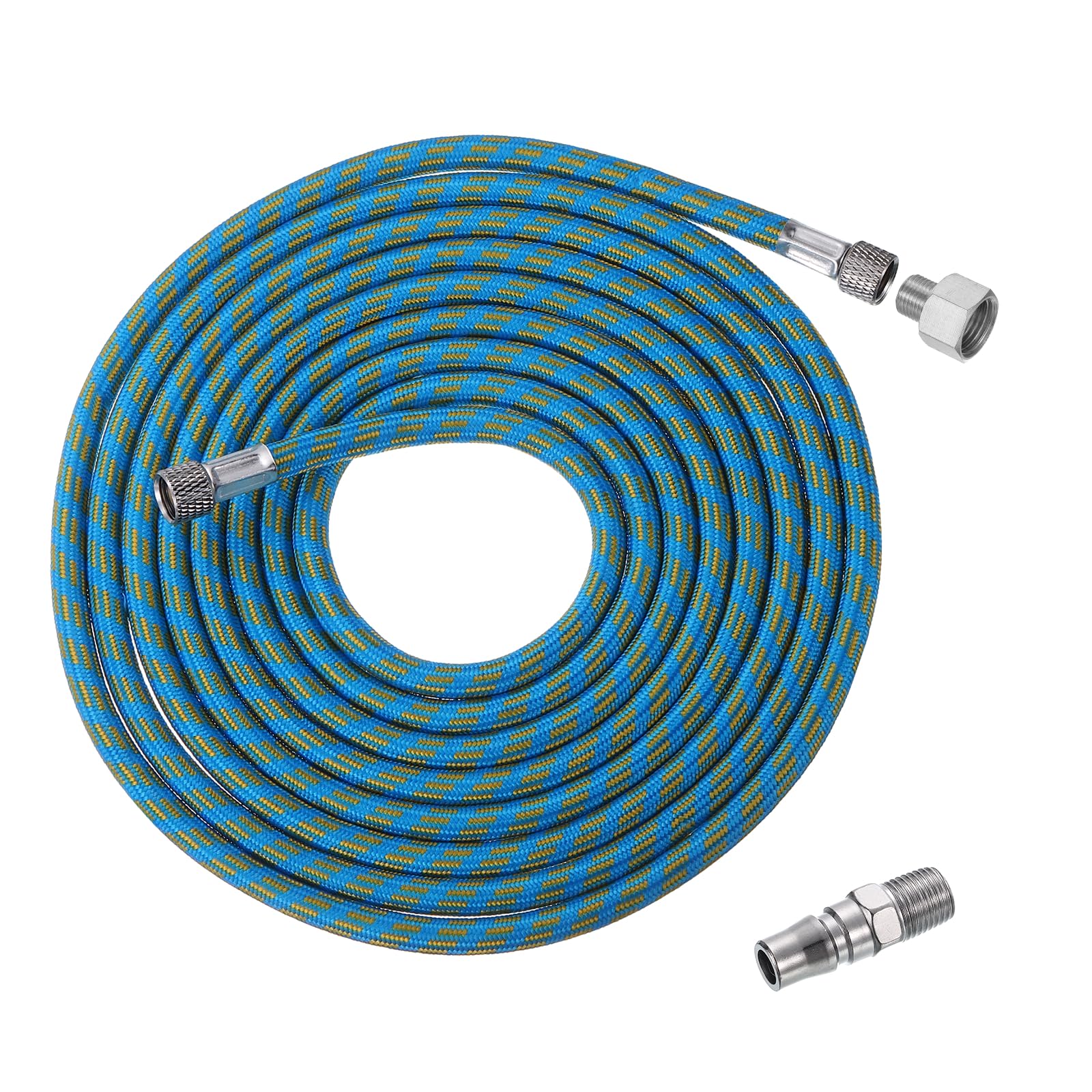 PATIKIL 1/8 Air Brush Hose, 10ft Air Brush Air Hose Nylon Braided Air Brush Hose with 1/8" Ends and 1/4" Male Hose Adaptor for Air Brush Paint Machine Nails, Blue