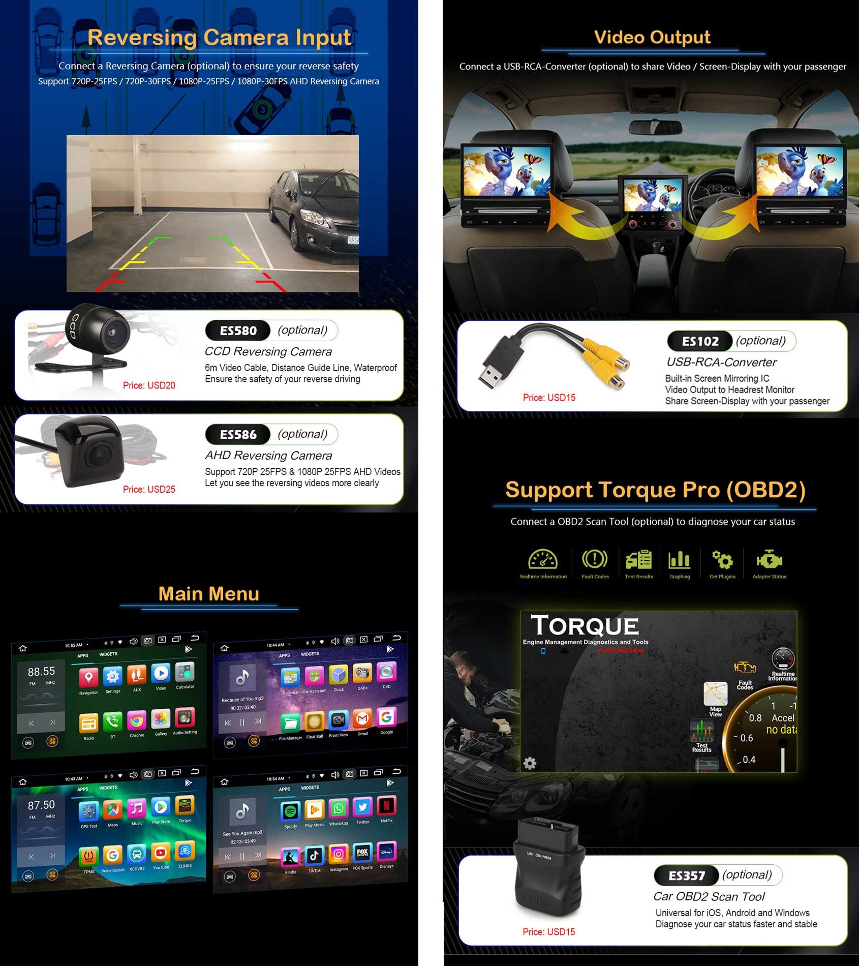 8 Cœurs Android 14 Autoradio GPS Multimédia Stéréo pour Mercedes Benz Classe CLS W219 Classe E W211 Carplay Android Auto Bluetooth 5.0 WiFi SWC A2DP Dab+GPS écran Tactile Lecteur