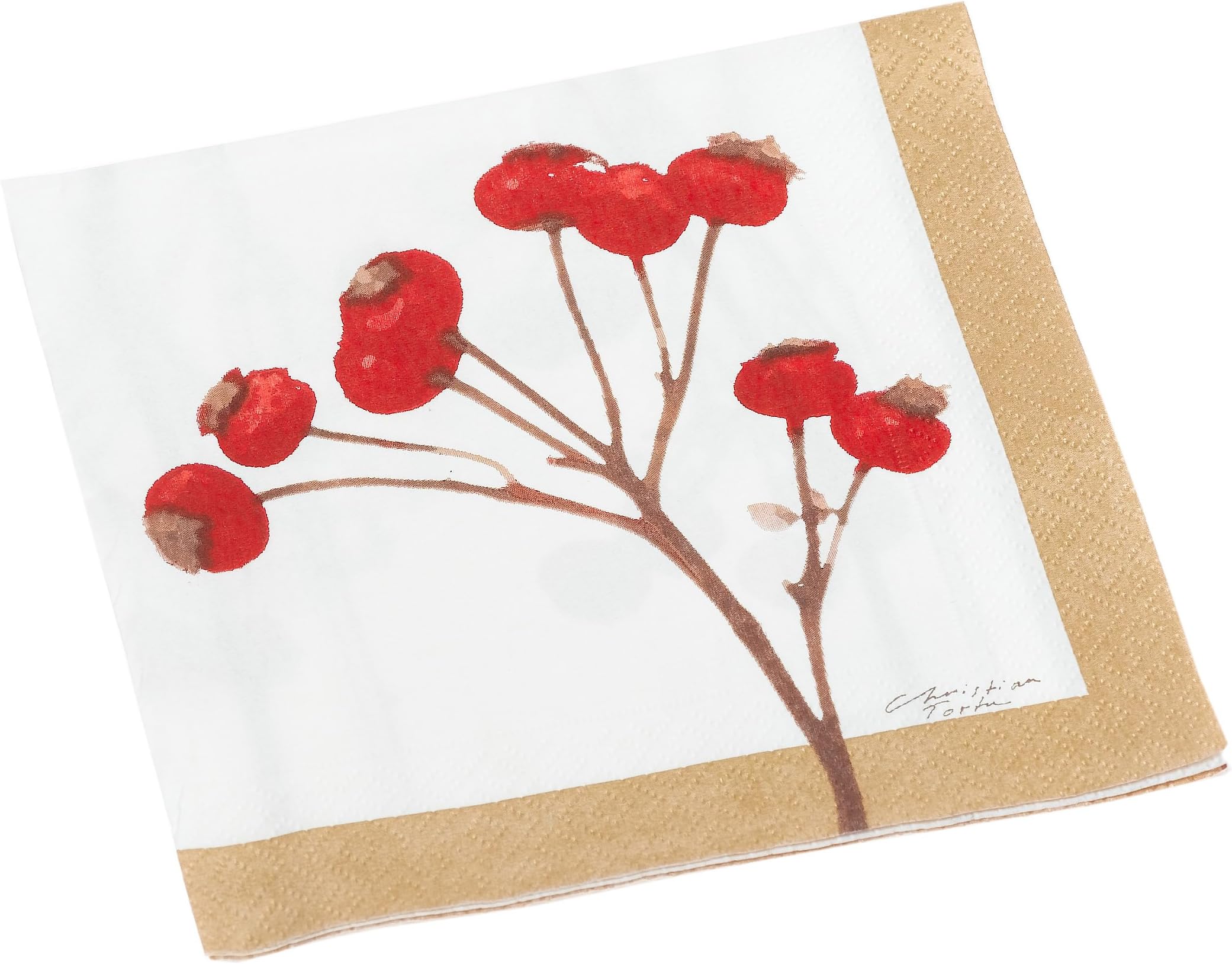 Entertaining with Caspari Christian Tortu Berries 2 Paper Cocktail Napkin Package
