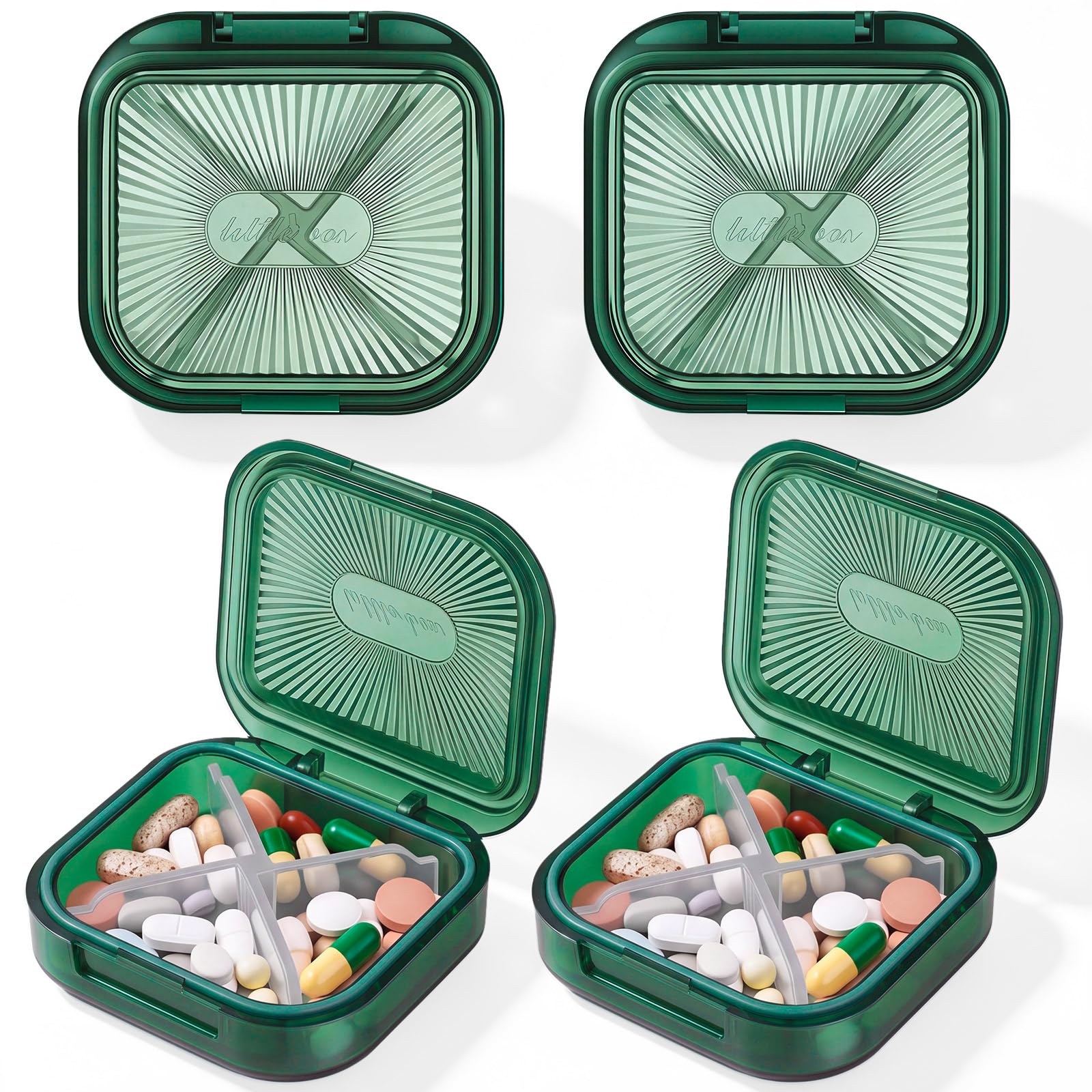 Kigley 4 Pcs Travel Swab Container with Lid,Green, 2.95 X 2.75 Inch