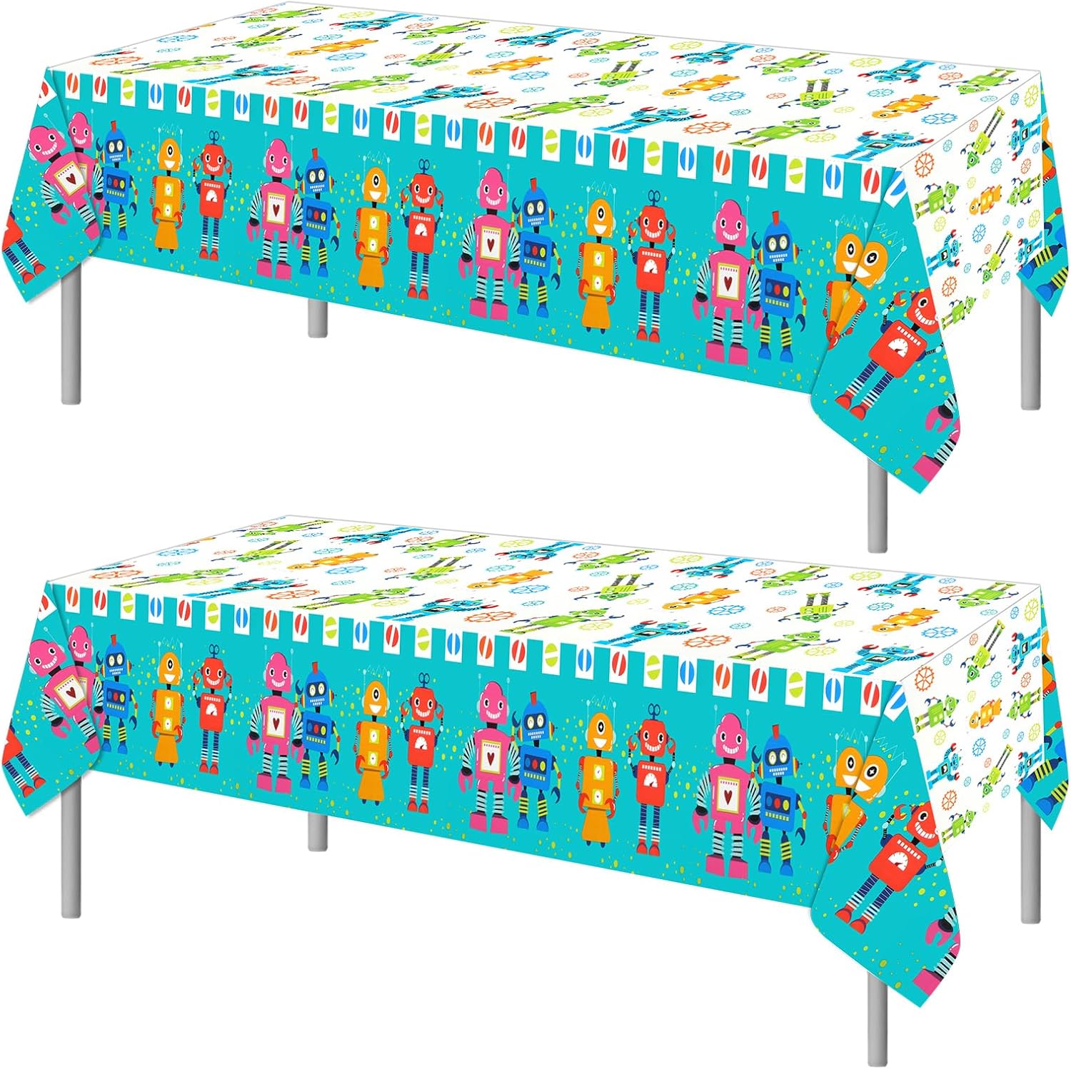 PHOGARY Cartoon Robots Tablecloth Robot Party Decorations, 2 Pieces Robots Plastic Table Covers for Robot Birthday Party Supplies PHOGARY Cartoon Robots Tablecloth Robot Party Decorations, 2 Pieces Robots Plastic Table Covers for Robot Birthday Party Supplies