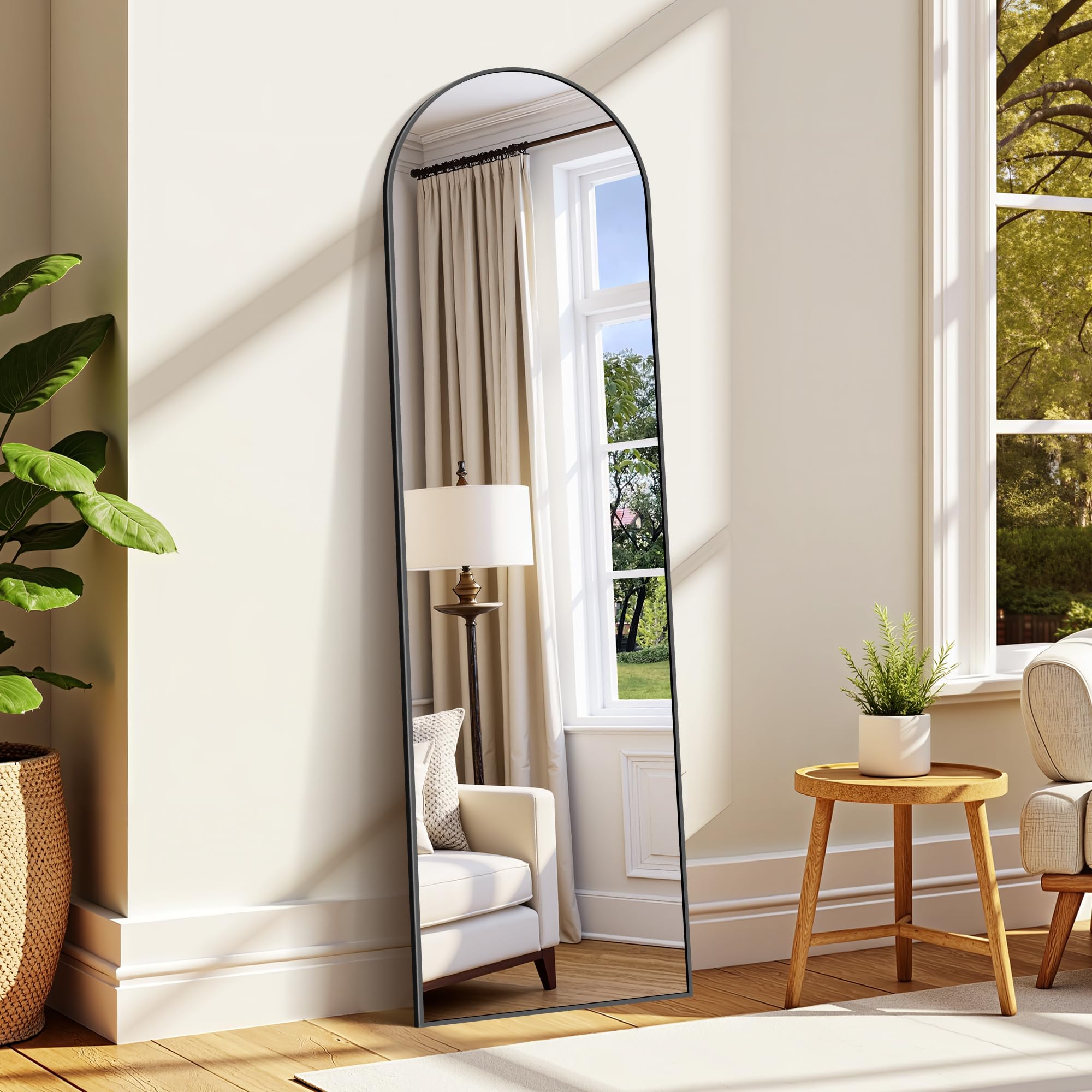 WOLIBEER Specchio Intero 150x40 cm Specchio da Terra o a Parete con Cornice in Alluminio Nero, per Camera da Letto, Soggiorno, Cameretta e Spogliatoio