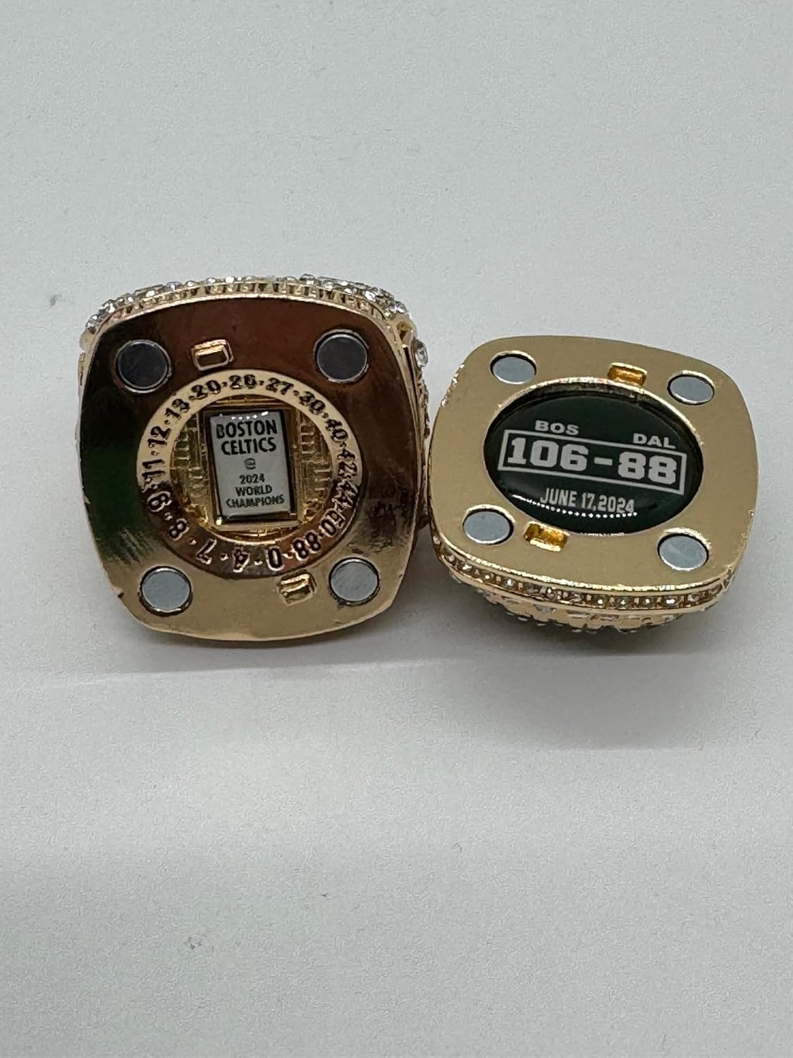 Boston Celtics Replica NBA 2024 Championship Ring & Trophy Shadowbox w/Jayson Tatum Card