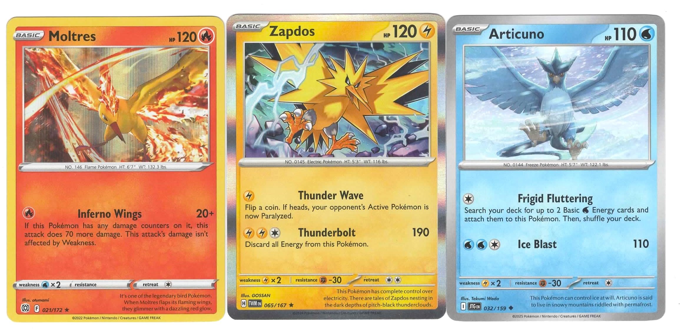 Amazon.com: Articuno Zapdos Moltres – Pokemon Legendary Card Lot