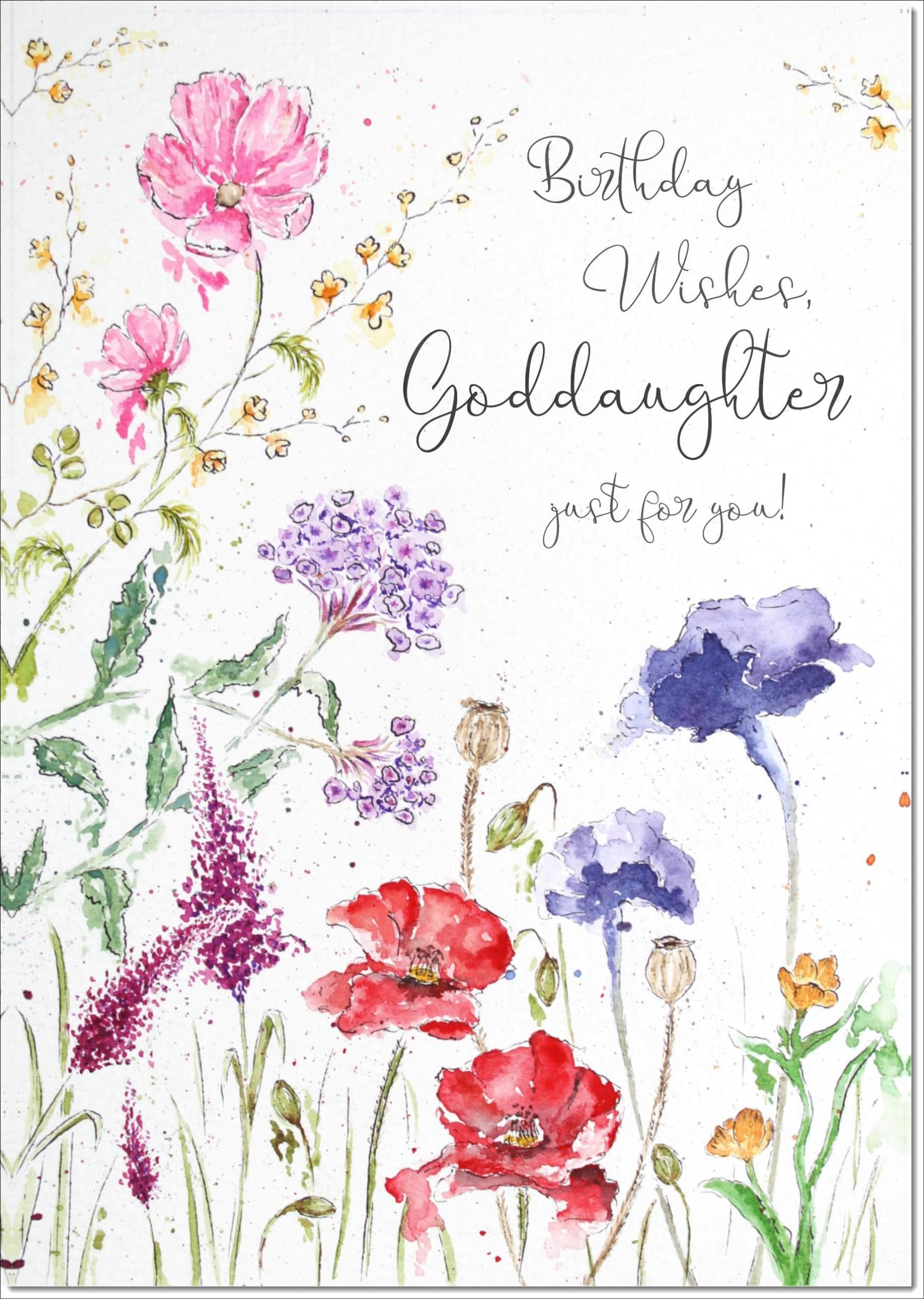 doodlecards Goddaughter Birthday Card Wildflowers Spring Flowers Large A4 Size with Plain Envelope — image 1