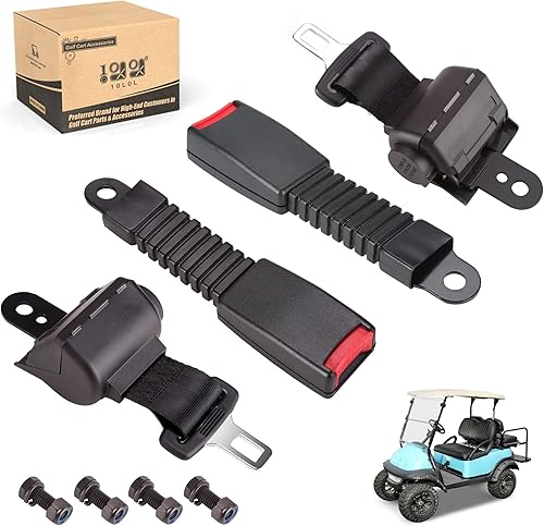 10L0L Juego de 2 cinturones de seguridad para carrito de golf, retráctiles, universales de 42 pulgadas, con hebillas, kit de 2 pasajeros para la