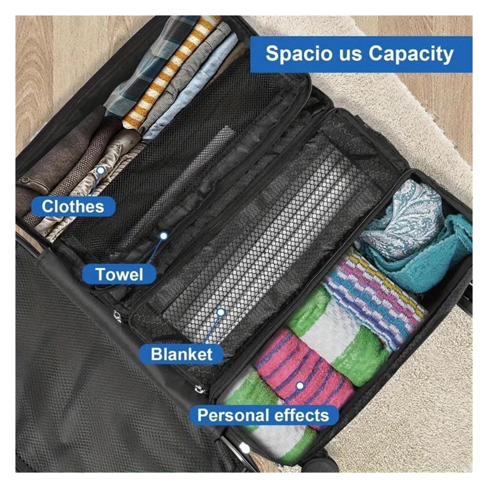 Faltbare multifunktionale Aufbewahrungstasche for Kleidung mit großer Kapazität, Aufbewahrungstasche for hängende Kleidung im Kleiderschrank, mehrschichtige Aufbewahrung(Clothingbag-Blue)