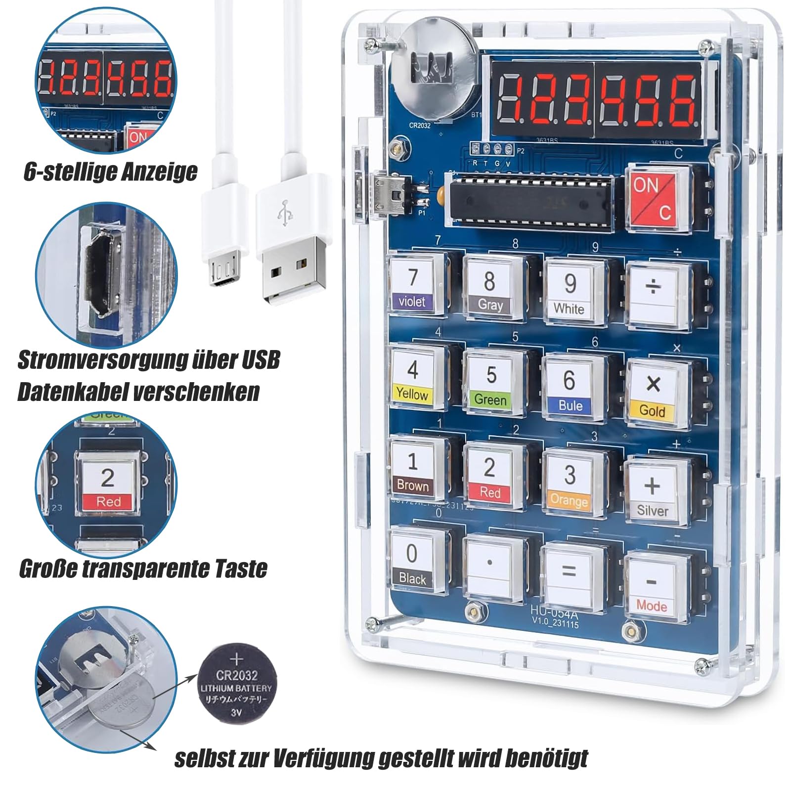 GERUI Zestaw do lutowania "zrób to sam", komponenty lutownicze z wyświetlaczem, zestaw elektroniczny dla studentów do nauki i codziennego użytku, nauka, edukacja, zabawa lutowanie, zestaw do nauki i