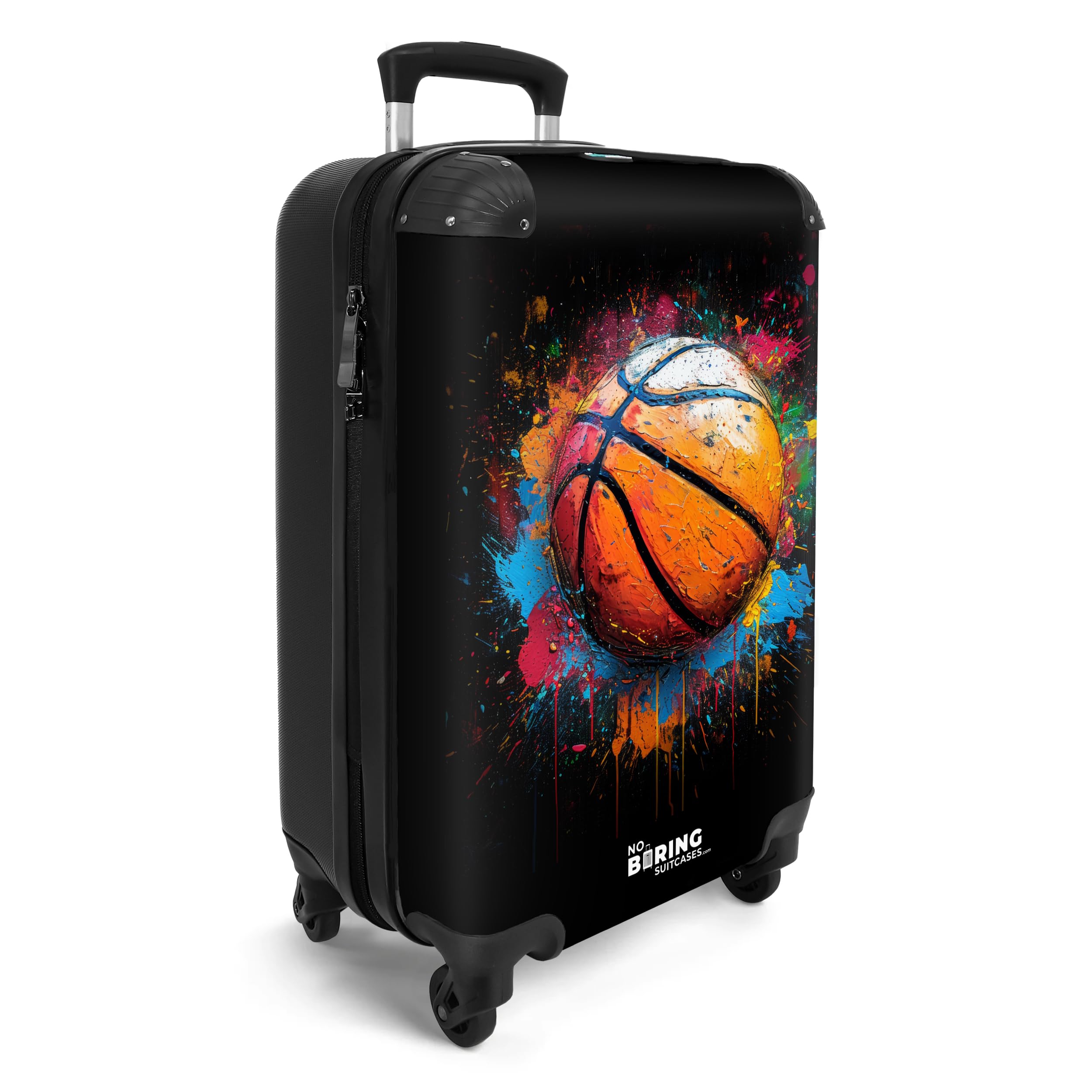 NoBoringSuitcases.com Maleta de Viaje Cabina, Maleta Cabina, Maletas de Viaje, Trolley con Ruedas, Trolley Cabina, Carry on Luggage, Equipaje de Mano (Balón de Baloncesto, Naranja, 55x40x20 cm)