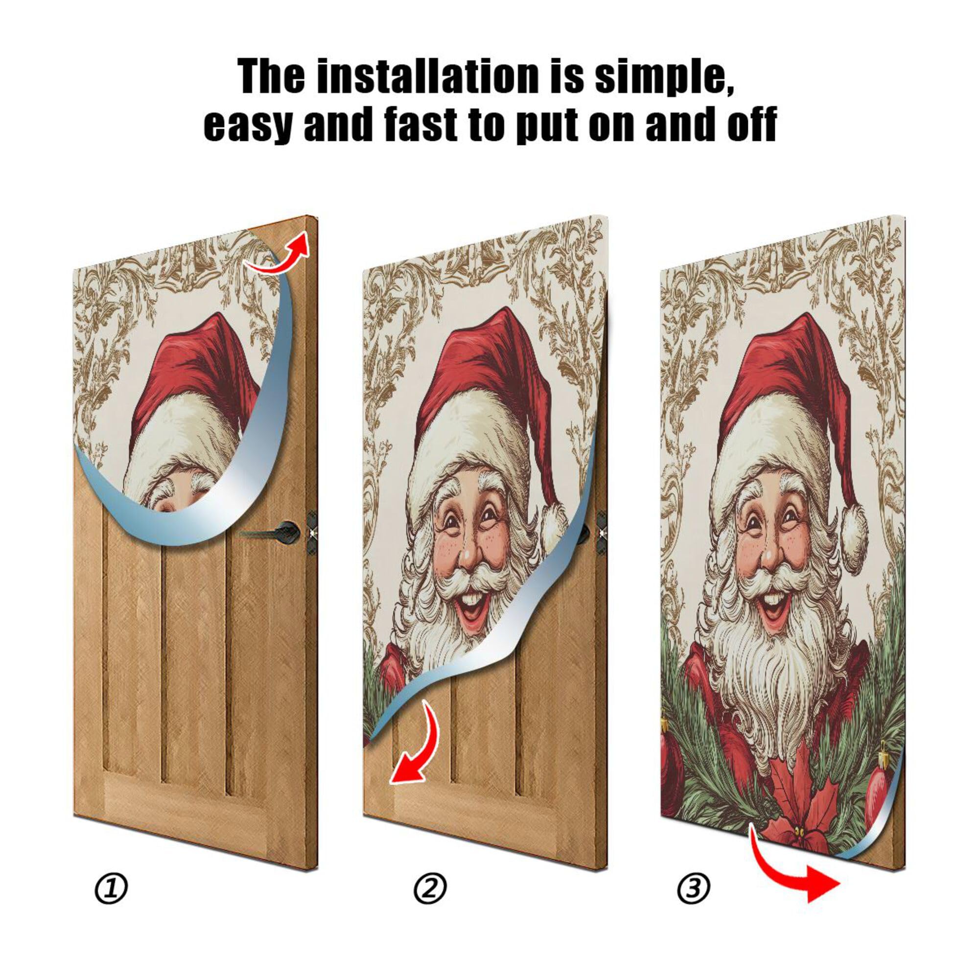 SEHANY Christmas Santa Door Cover Outdoor Decor, High Stretch Fabric Christmas Front Door Cover Christmas Banner Door Cover for Front Door Festive Party Home Decor 35 * 79inch