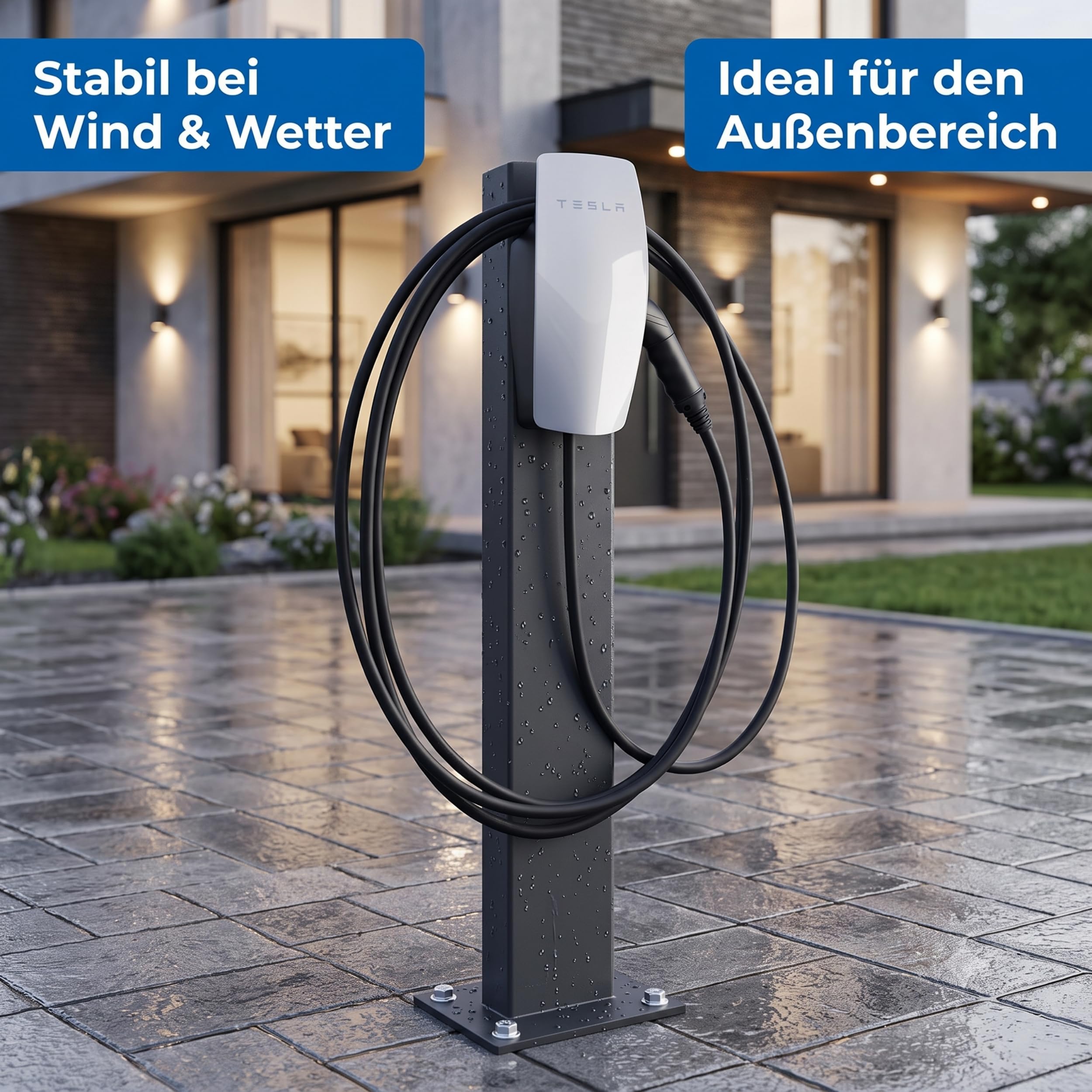 Wallbox Standfuß • Wetterfeste Standsäule, Steele aus kaltgewalztem Stahl mit Pulverbeschichtung • Universeller Wallbox Ständer für Elektroauto Ladestationen • Anthrazit RAL 7016