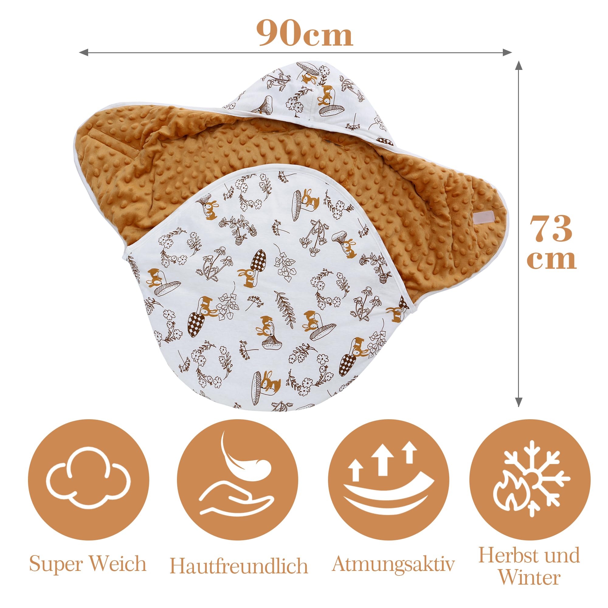 amo nenes Coperta per ovetto invernale passeggino, nanna universale, in cotone, per passeggini, seggiolino auto cintura a 3 punti, 0-12 mesi