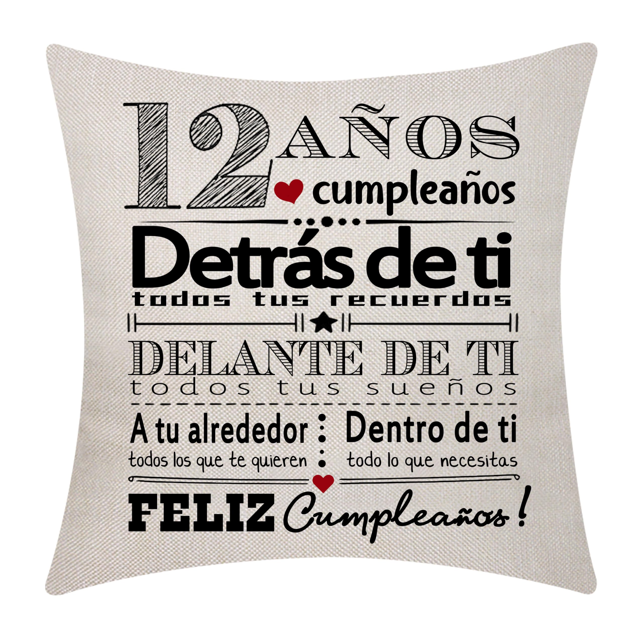 Regalo de 12 cumpleaños para niñas Niños Fundas de cojín para 12 años 12 cumpleaños Feliz cumpleaños Inspirational Birthday Funda de cojín para Hermana Amigos Hija Hijo Nieta Nieto Hermano (12)