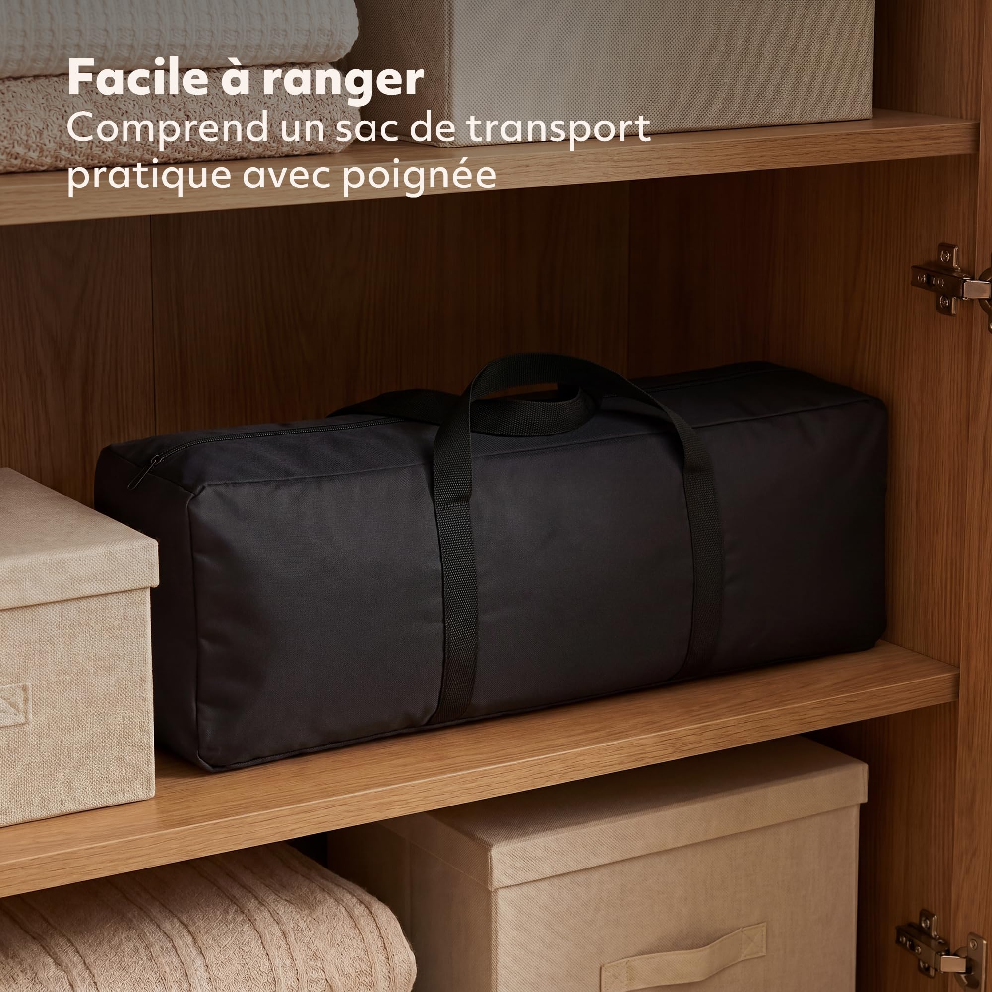 Lit Parapluie 2 en 1 Deryan pour Bébé 120x60 cm Noir avec Étagères et Sac de Transport