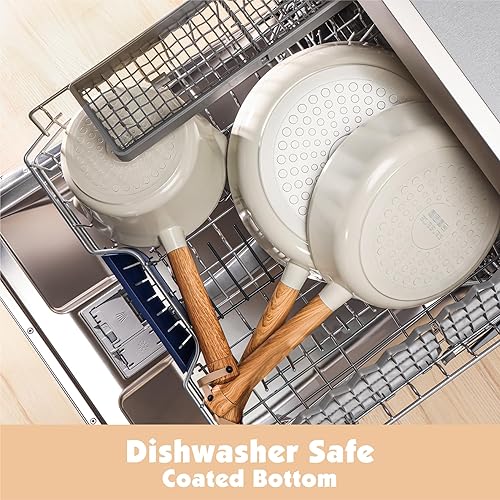 Miniatura 4 de SENSARTE Juego de ollas y sartenes antiadherentes de cerámica, 14 piezas, juego de utensilios de cocina saludables, juego de cocina de inducción no