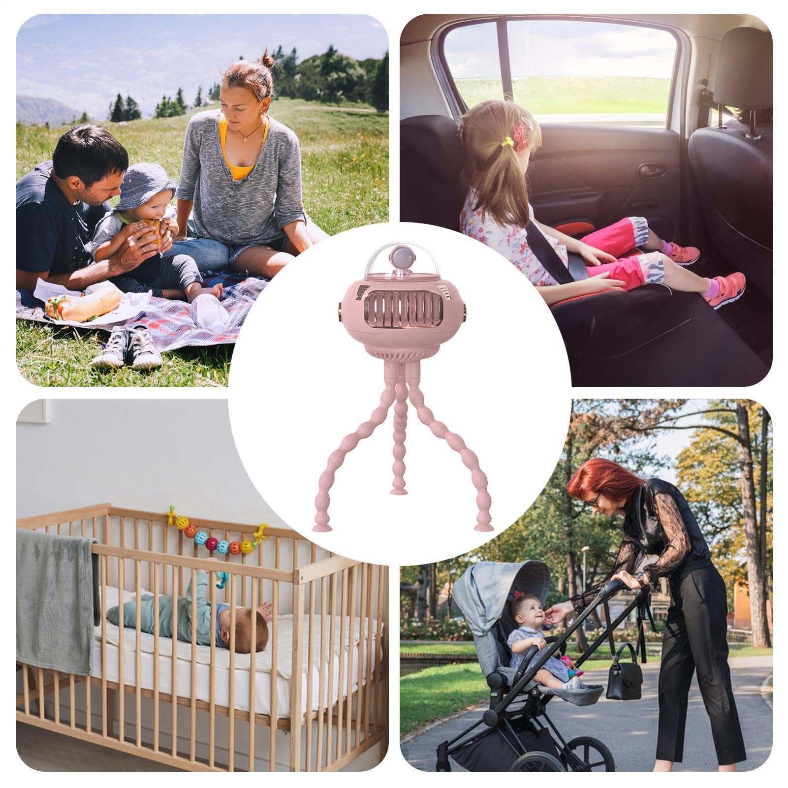 Ventilador Para Cochecito De Bebé Mini Pulpo Enfriador Portátil