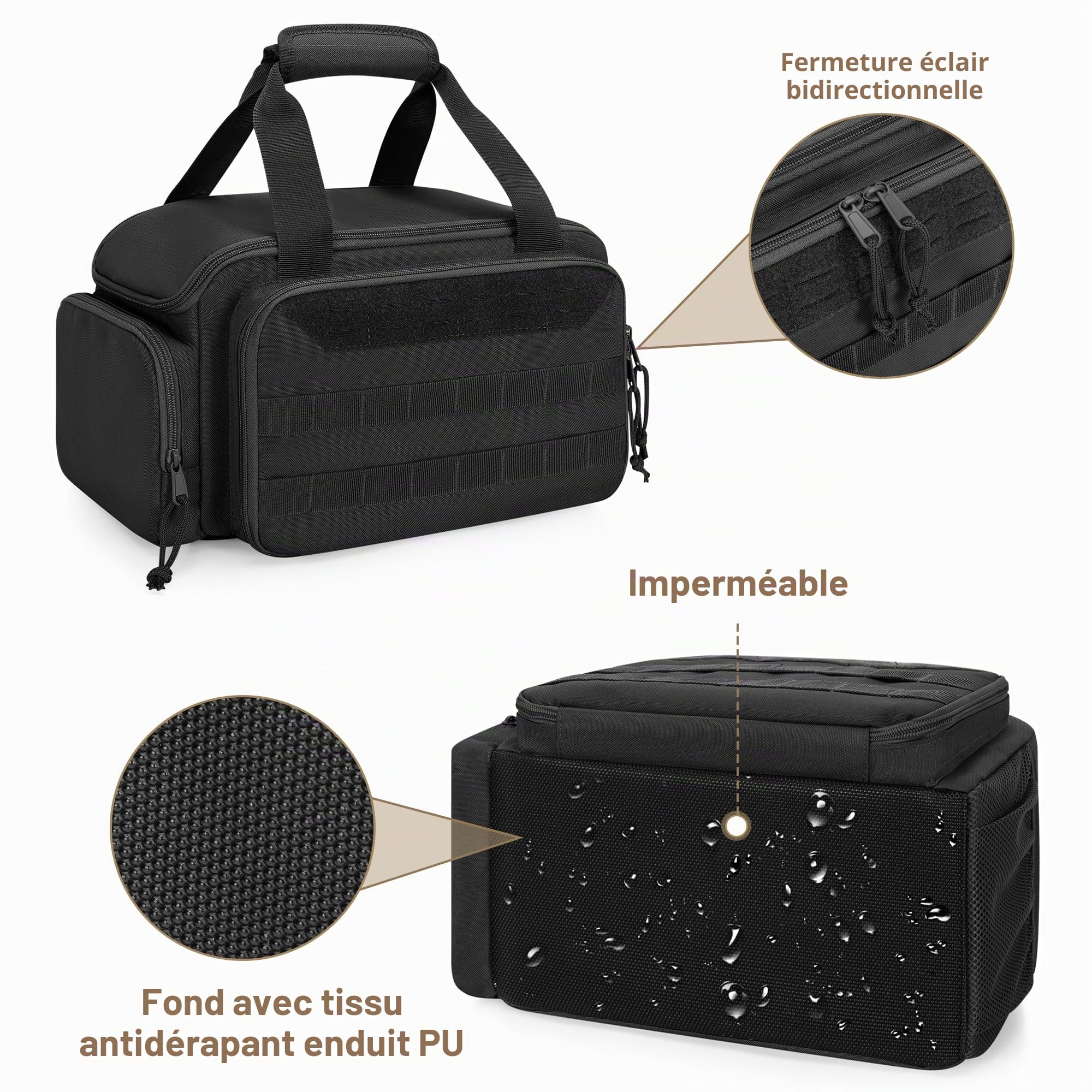 Rexmica 31cm Sac à Outils pour Homme, Organiseur de Rangement d'outils,Noir | Trousse de Transport pour Outils, Sac à Tactique, Sac de Travail pour Réparateur, Électricien, Charpentier