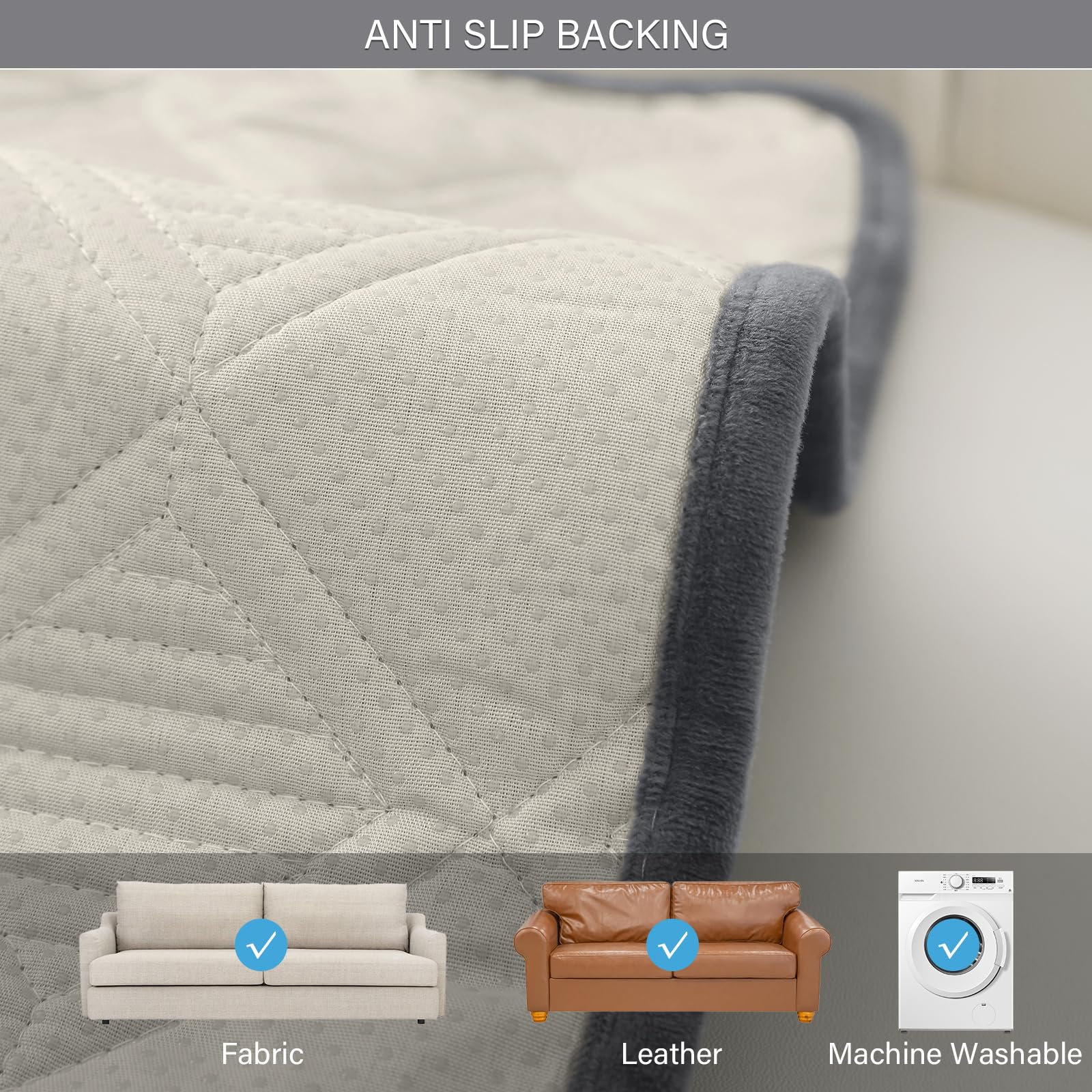 Fundas para sofá modular, fundas de terciopelo para sofá, protector para muebles, fundas de sofá antideslizantes para perros, gatos, niños, 28 x 82 in, color gris oscuro (se vende por pieza/no todo el juego) 4