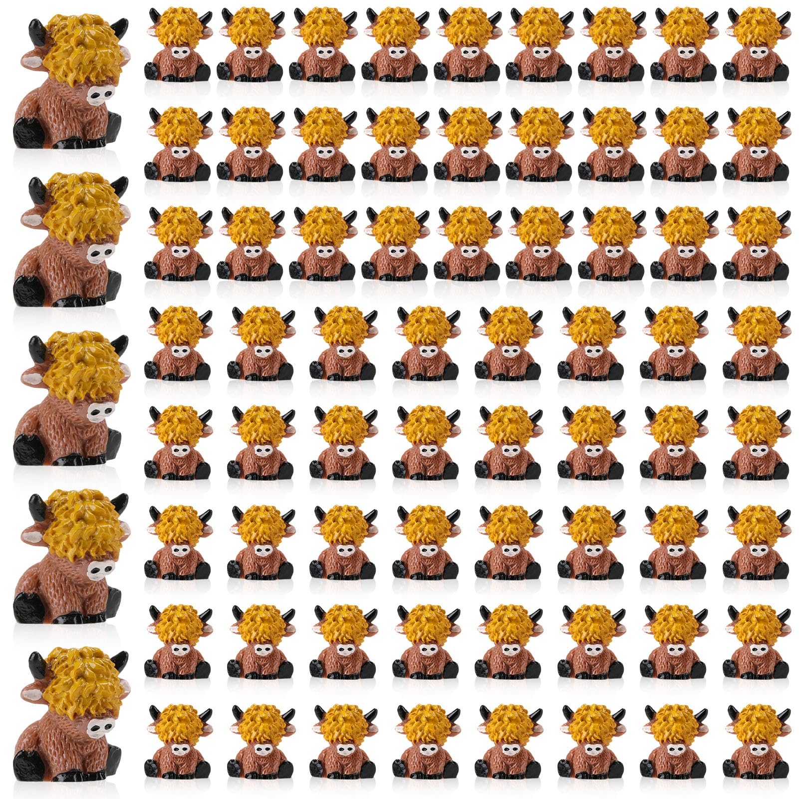 Amazon.co.jp: XLSXEXCL 72ピース ハイランド牛の置物 ミニ樹脂牛 ゴム