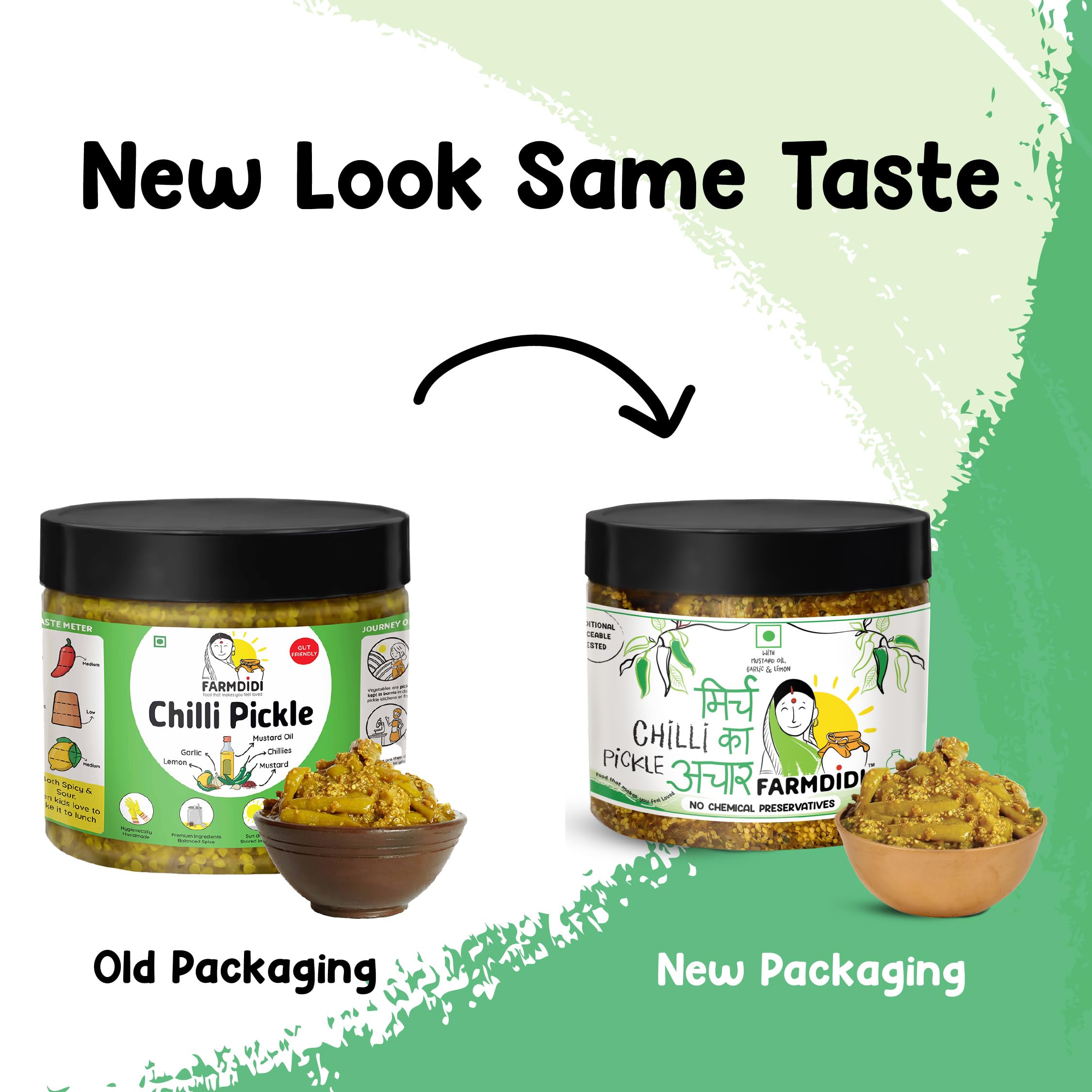 FarmDidi Spicy Green Chilli Pickle 325g In Fresh Homemade Sun-Dried Hari Mirch Ka Achar Made With Mustard Oil Ghar Ka Bana Spicy Mirchi Pickle No Chemical Preservatives 1