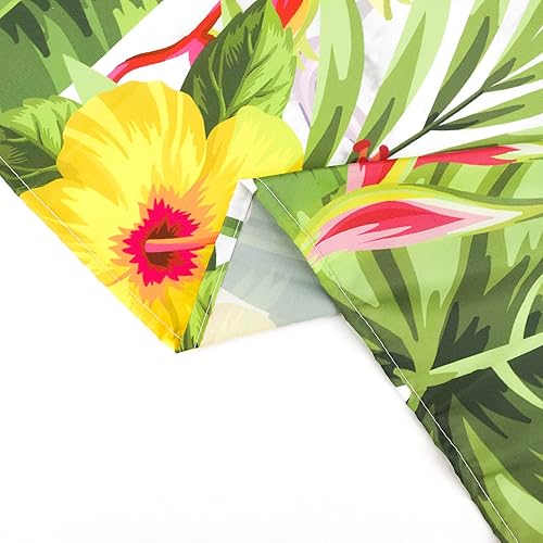 Miniatura 8 de EOBTAIN Cortina de ducha de hojas tropicales para baño, diseño de monstera rosa flamenco verde con mariposa sobre mármol gris y blanco, con ganchos,