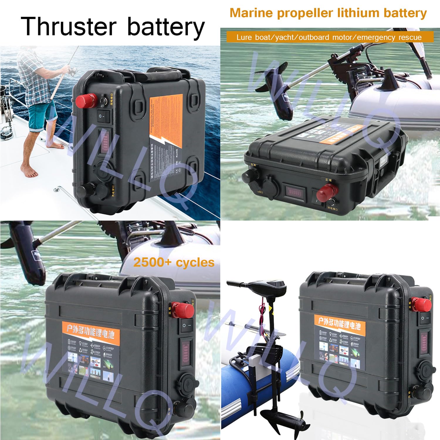 Batterie au Lithium Fer Phosphate 12V 24V LiFePO4 60 Ah-200 Ah BMS intégré pour Moteur de Bateau électrique hélice de Bateau de pêche Batterie de Propulsion Marine