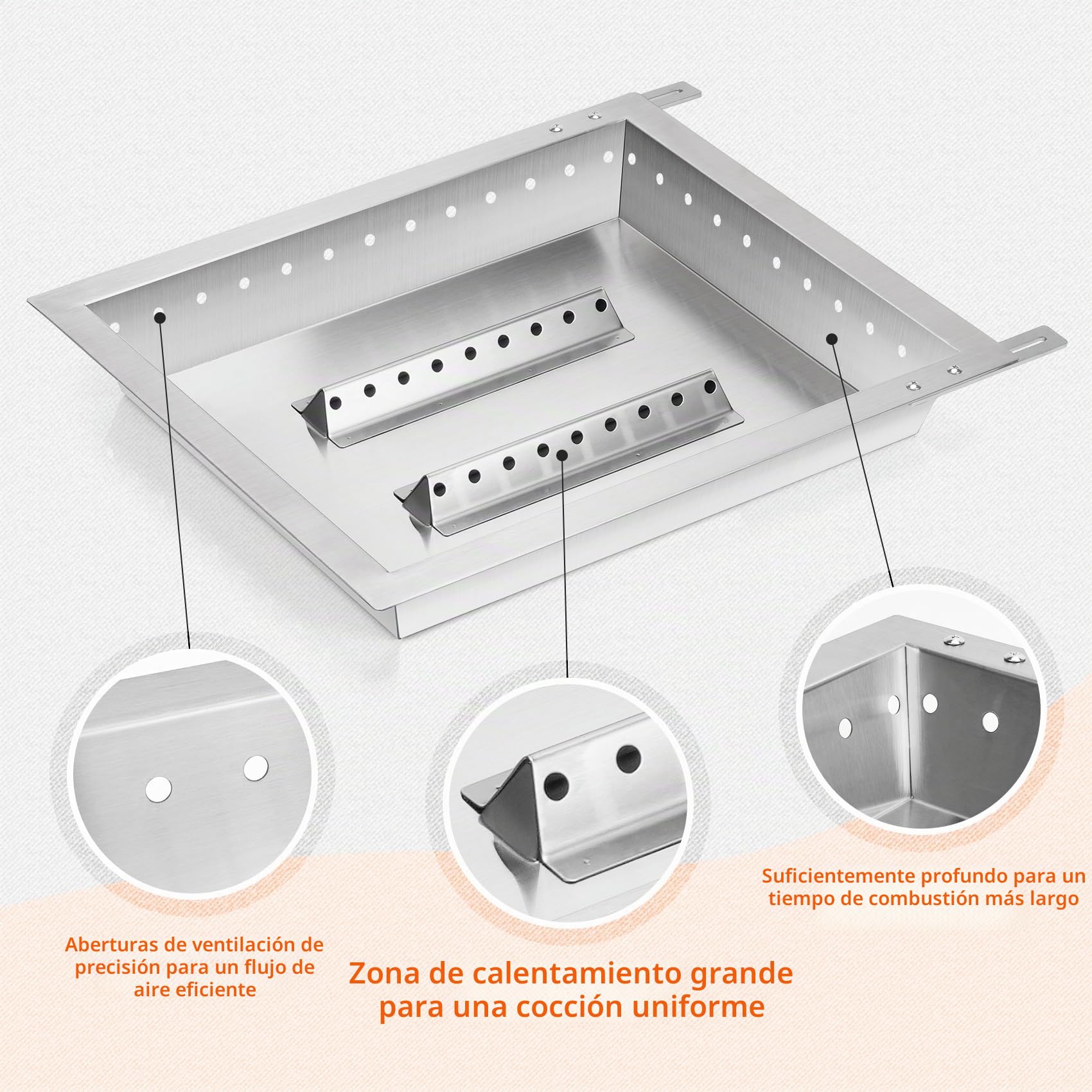 onlyfire Bandeja de Carbón de Acero Inoxidable, Barbacoa Cesta de Carbón para Barbacoa de Gas Weber, Longitud Ajustable de 44,5 a 48 cm, Bandeja de Carbón para Spirit ll 210, Spirit ll E-310