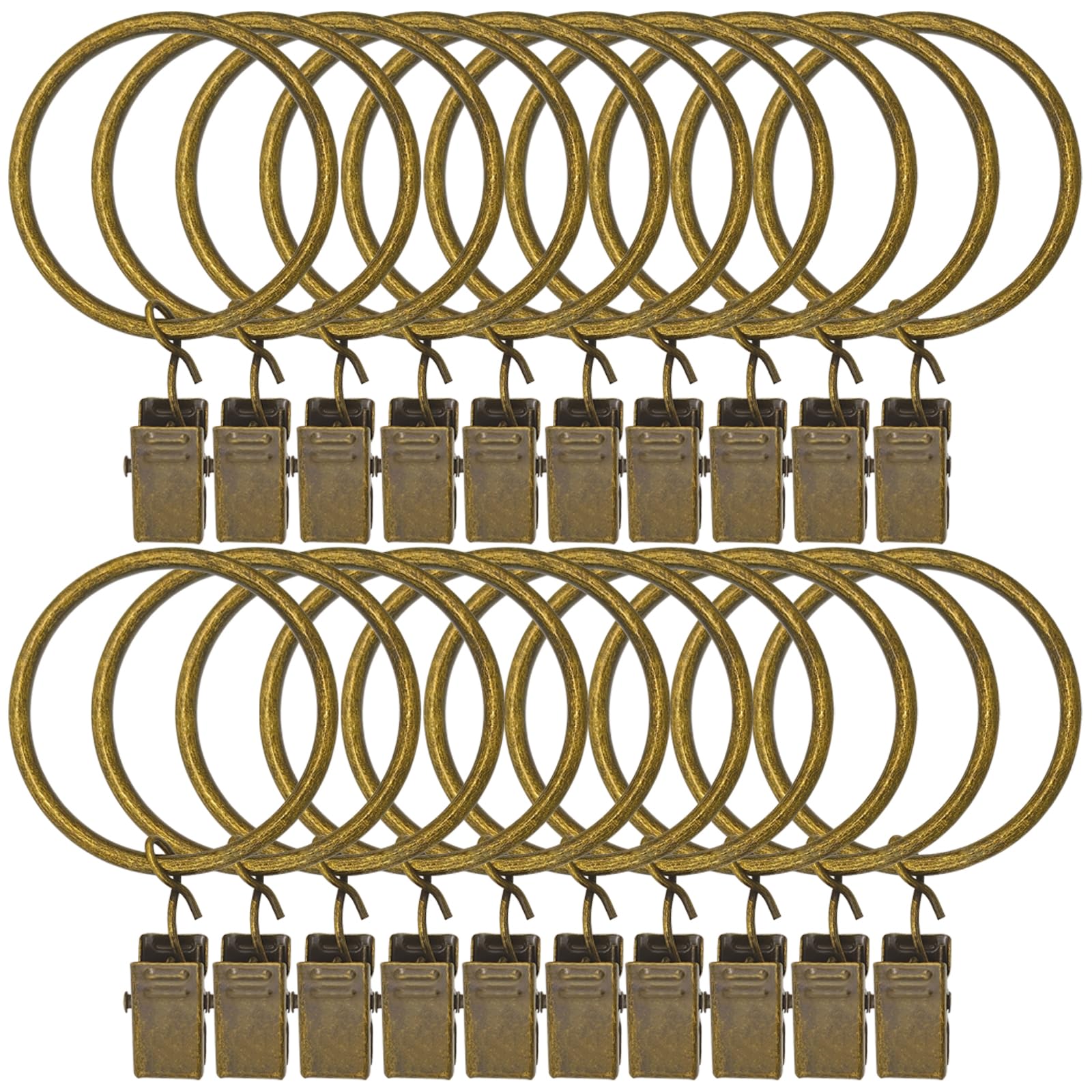 Photo 1 of 20 Pack Curtain Rings with Clips 1.5" Interior Diameter,Metal Drapery Clips with Rings,Curtain Clips,Strong Vintage Decorative Rustproof Drapery Ring with Hooks for Bathroom,Bedroom(Bronze)