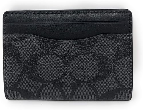 Coach Funda magnética para tarjetas en lienzo distintivo QbCarbón vegetal Funda magnética para tarjetas