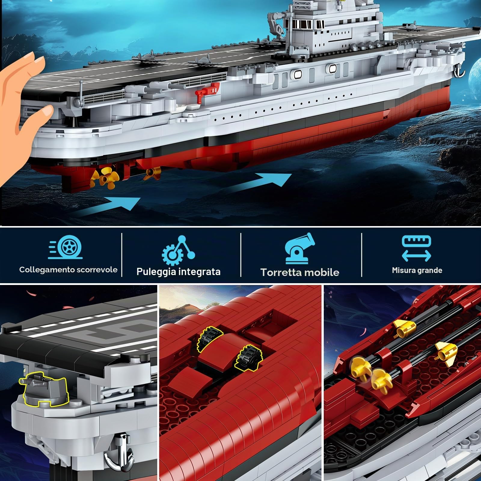 Brihappen Set di mattoncini da costruzione per navi da battaglia per adulti, modello militare di navi da battaglia tecnica in mattoncini per collezionisti, regalo per uomini e ragazzi appassionati di