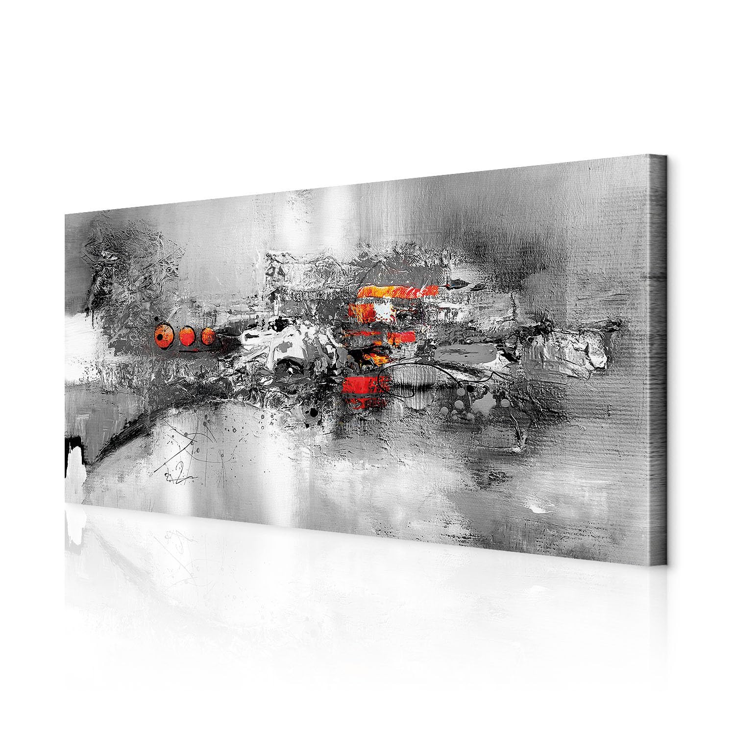 decomonkey Bilder Abstrakt 140x70 cm 1 Teilig Leinwandbilder Wandbild weiß | Strukturleinwand, Holzkeilrahmen, Bild auf Leinwand, Kunstdruck, Wanddeko, Wohnzimmer, Wanddekoration, Modern, schwarz