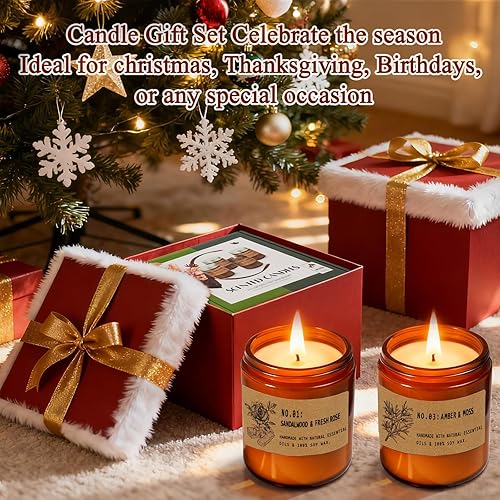 Miniatura 5 de Juego de velas perfumadas para el hogar, juego de 4 velas de regalo para mujereshombres, vela de soja, vela de lavanda, juego de velas de cera de