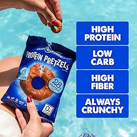 Crisp Power High Protein Pretzels, Sea Salt, High Protein Snack, 28G Protein, Low Carb, Crunchy, No Added Sugar, Keto-Friendly Snack, 1.75 oz Bags, 24 Pack, Vegan, Plant-Based, Keto