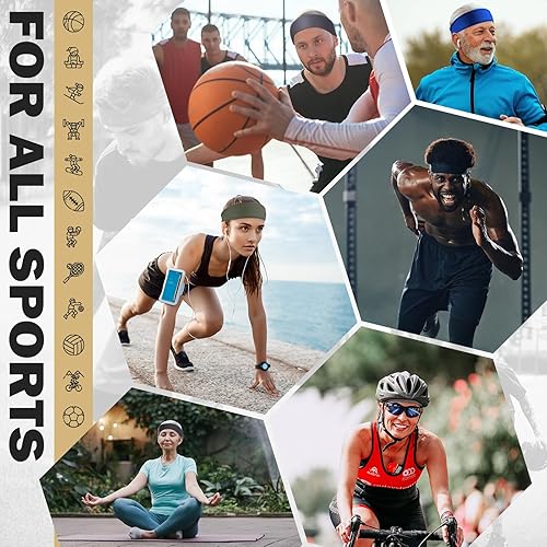 Miniatura 5 de ZENSOUL Sports Headbands for Men, Sweat Bands Headbands Men, Moisture Wicking Workout Headband, Mens Headband Sweatband for Running, Basketball,