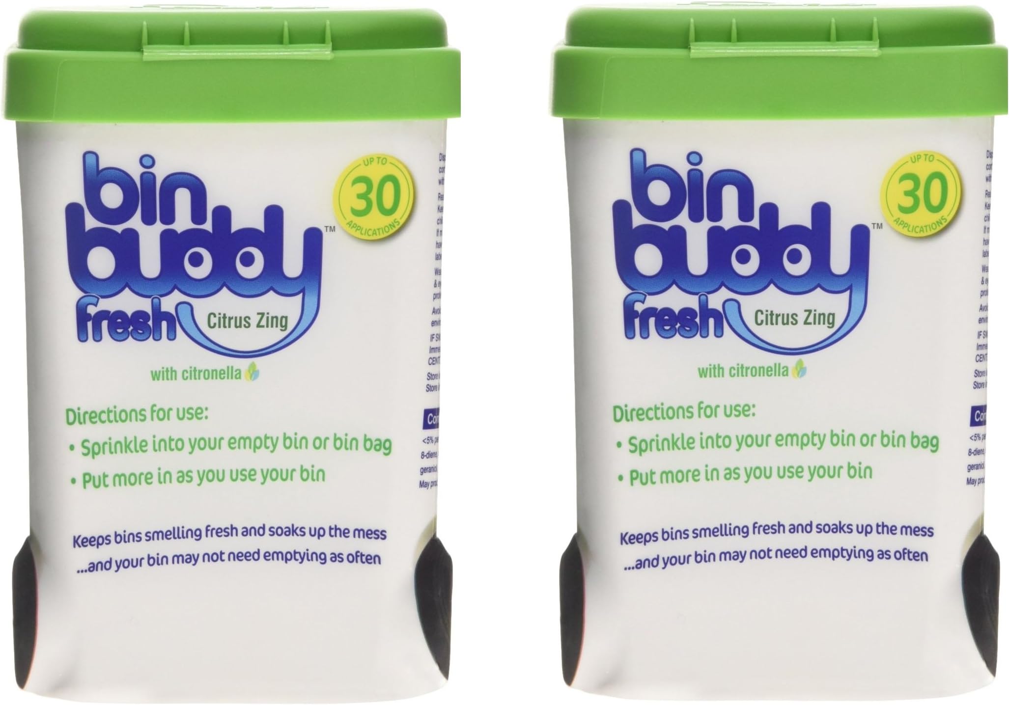 2 x BIN BUDDY CITRUS ZING WITH CITRONELLA WHEELIE BIN FRESHENER 450g