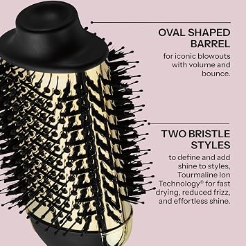 HOT TOOLS 24K Gold Blow Dryer Brush, Round Brush Blow Dryer for Salon-Worthy Blowouts in One Step, Fast Styling & Long-Lasting Results