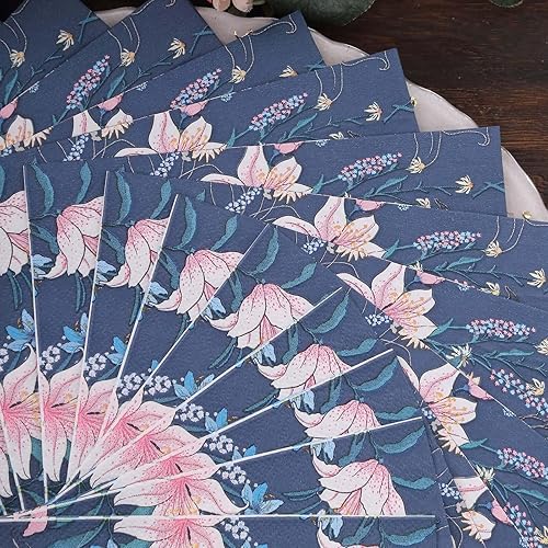 Miniatura 5 de Efavormart - Paquete de 20 servilletas de cóctel de papel floral de lirio de agua, suaves de 2 capas, desechables, color azul marino, 13 x 13
