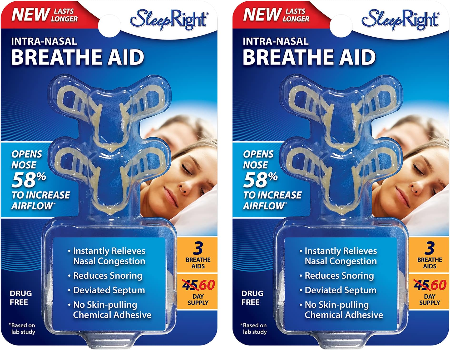 Intra-Nasal Breathe Aids Breathing Aids for Sleep Nasal Dilator - 2 Pack (4 Pieces)